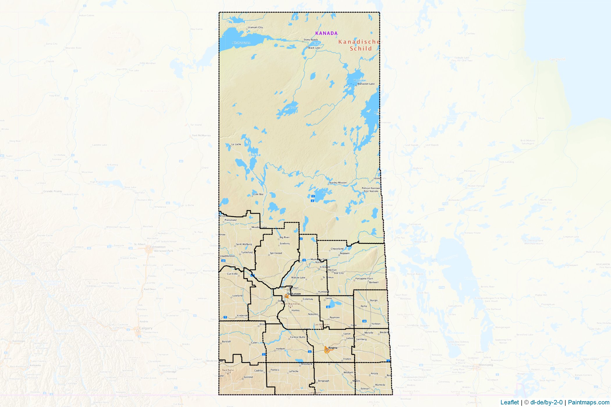 Muestras de recorte de mapas Saskatchewan (Canadá)-1