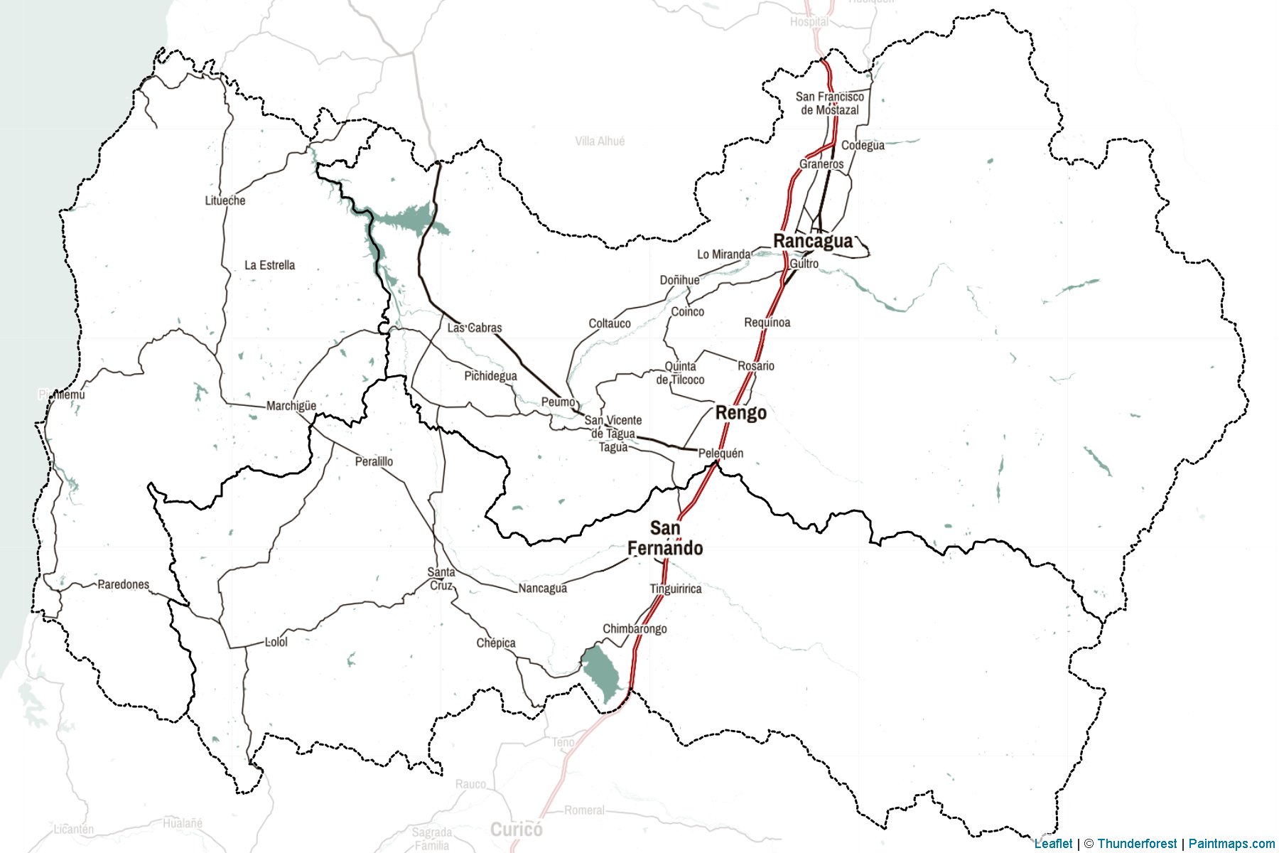 Muestras de recorte de mapas Del Libertador B Ohiggins (Chile)-2