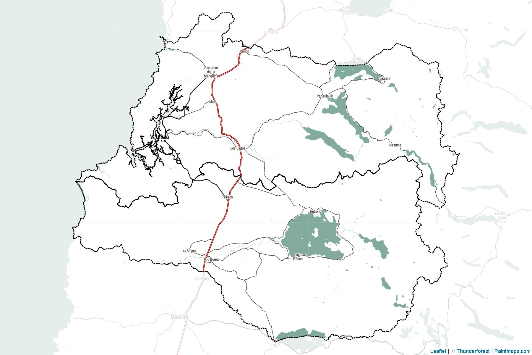 Los Ríos bölgesi (Şili) Haritası Örnekleri-2