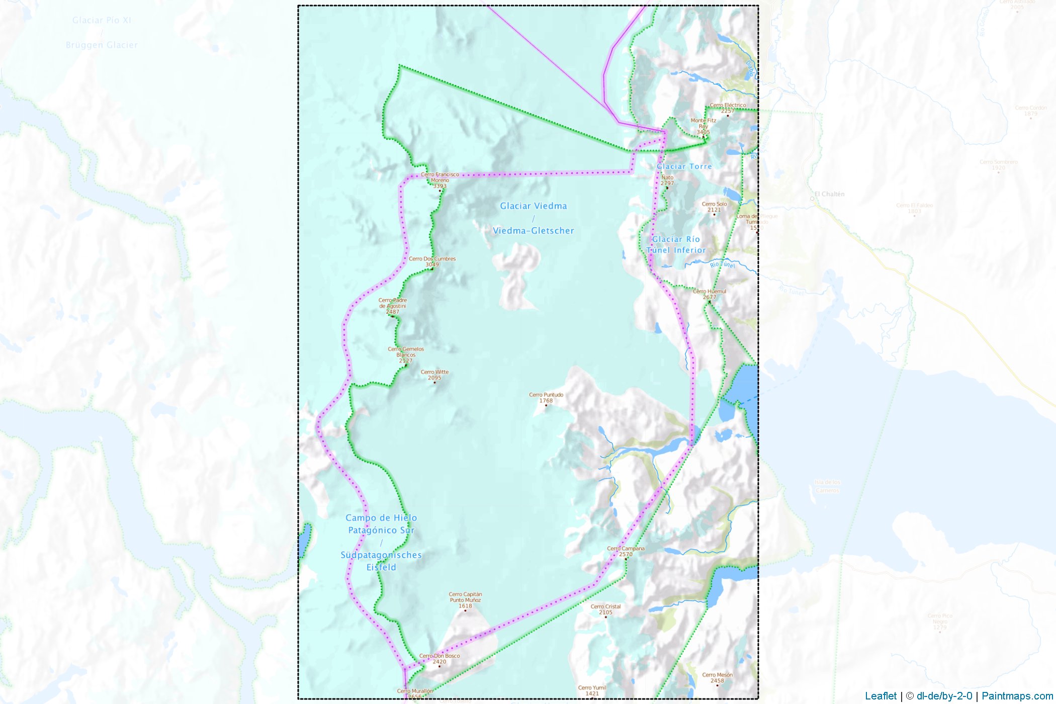 Andean Southern Ice Field (Campo de Hielo Sur) (Chile) Map Cropping Samples-1