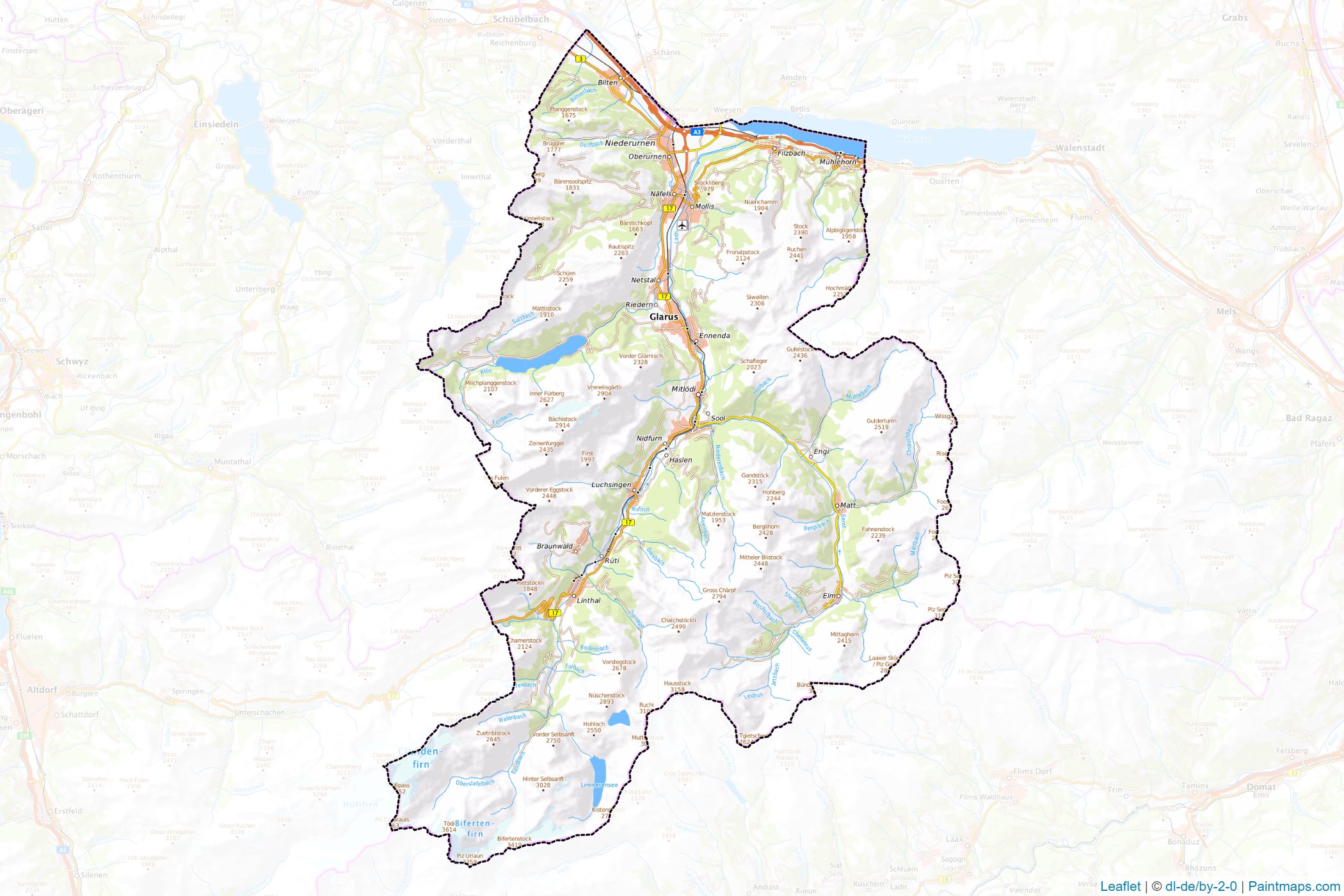 Glarus (İsviçre) Haritası Örnekleri-1