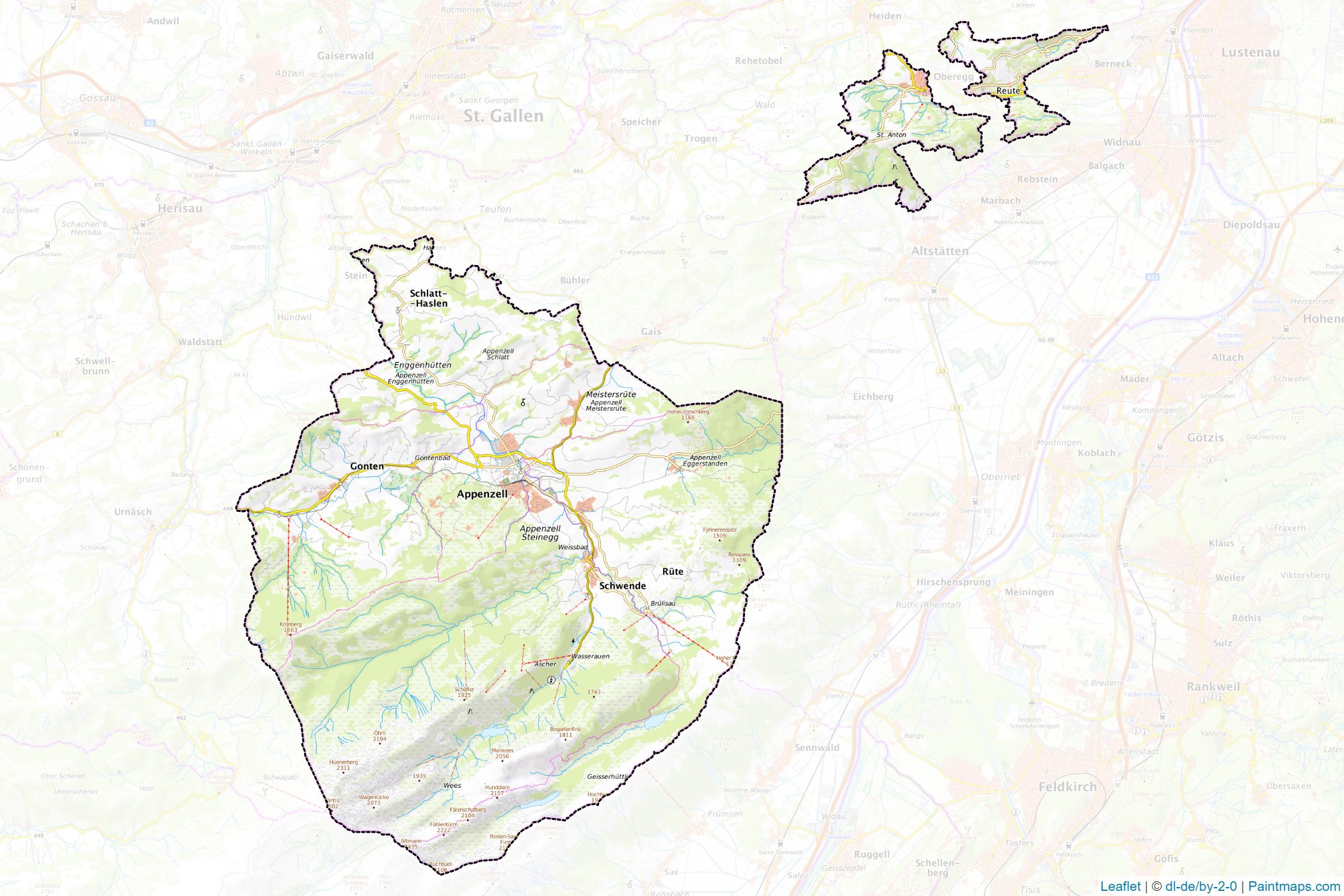 Appenzell Innerrhoden (Switzerland) Map Cropping Samples-1