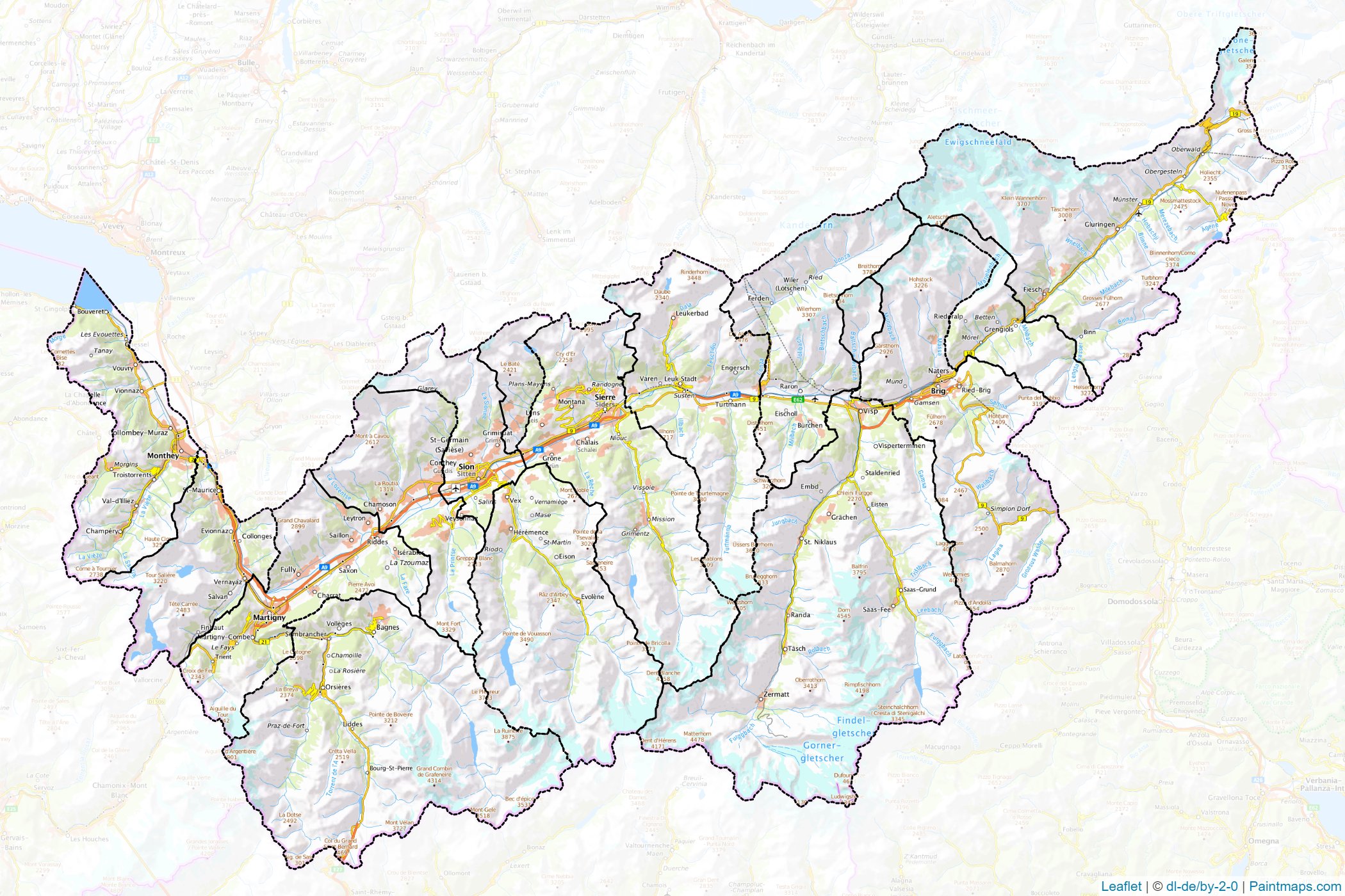 Muestras de recorte de mapas Valais (Suiza)-1