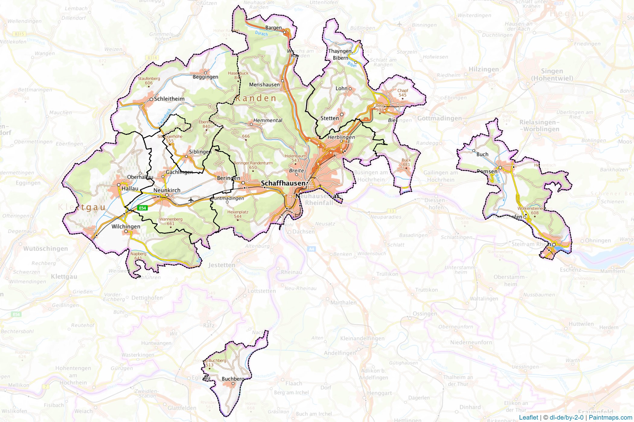 Muestras de recorte de mapas Schaffhausen (Suiza)-1