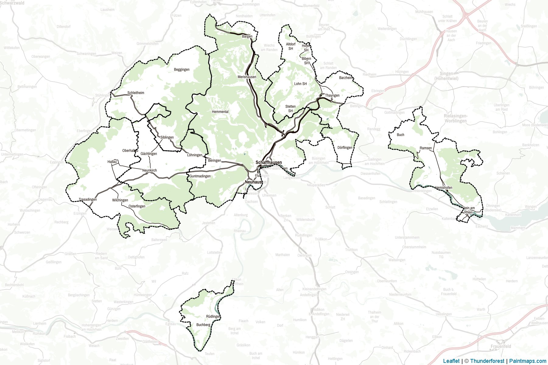 Muestras de recorte de mapas Schaffhausen (Suiza)-2