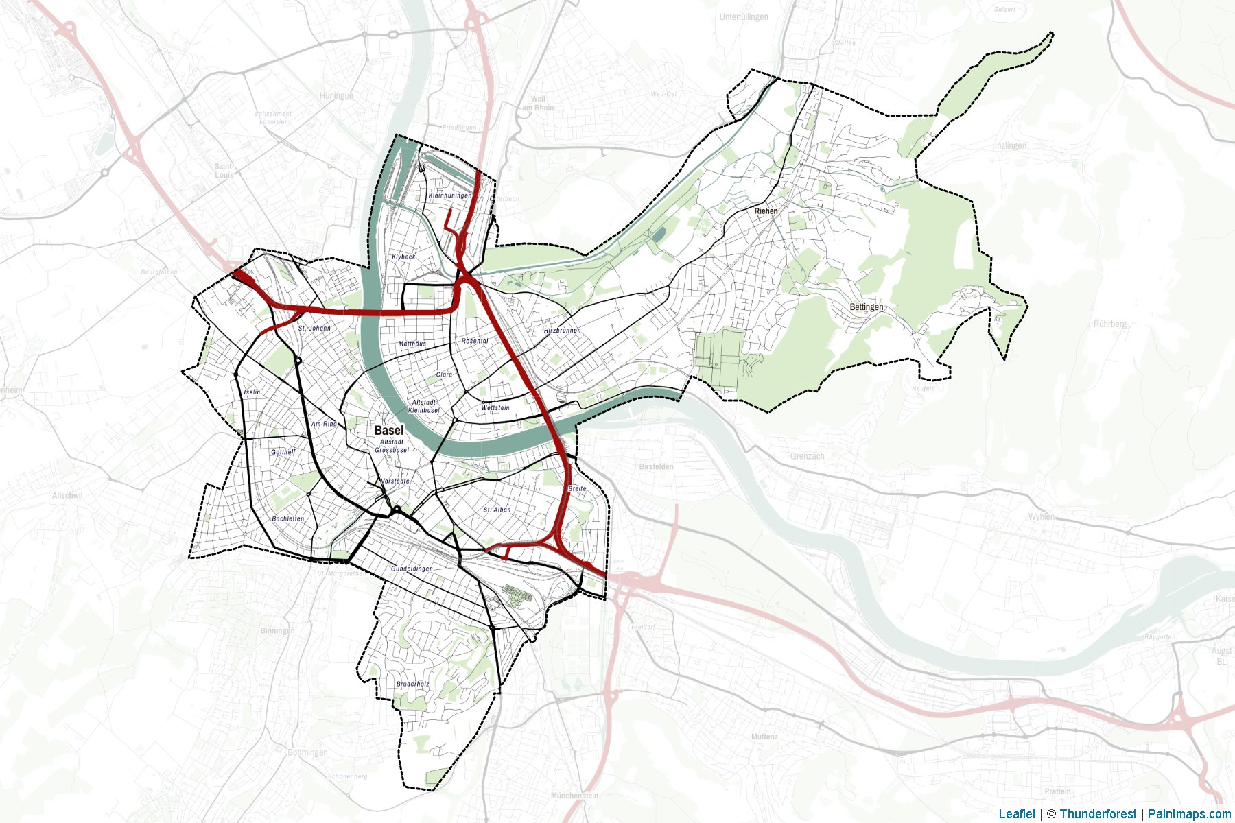 Muestras de recorte de mapas Basel-City (Suiza)-2