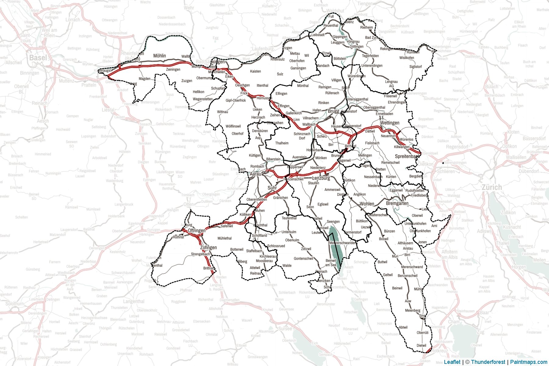 Muestras de recorte de mapas Aargau (Suiza)-2