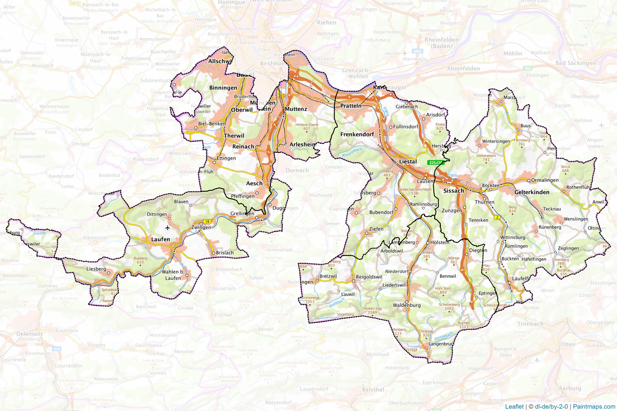 Basel-Landschaft (İsviçre) Haritası Örnekleri-1