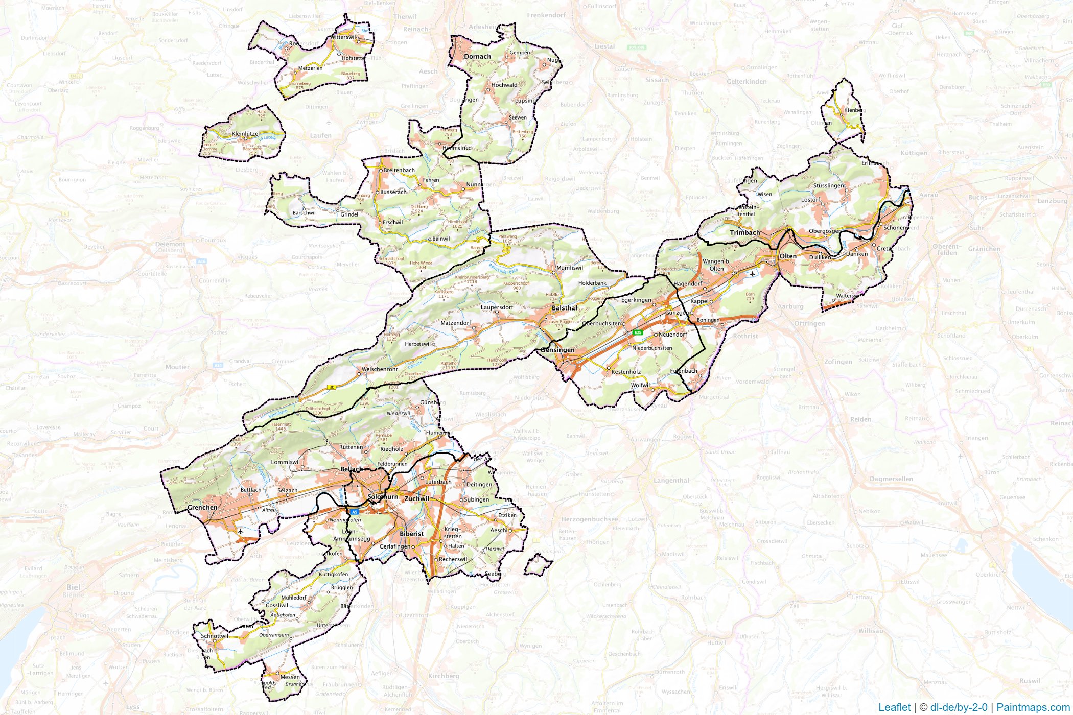 Muestras de recorte de mapas Solothurn (Suiza)-1