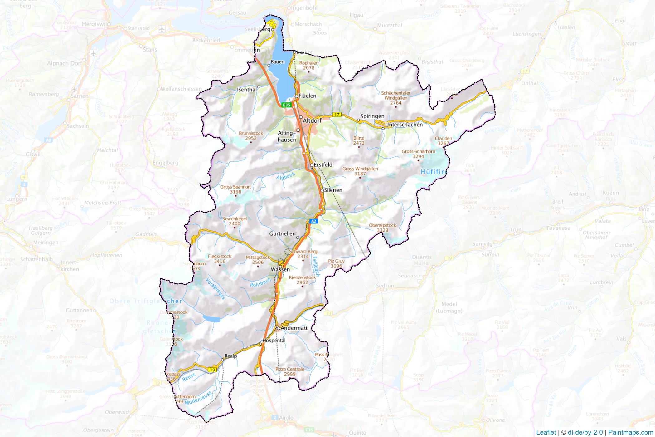 Muestras de recorte de mapas Uri (Suiza)-1