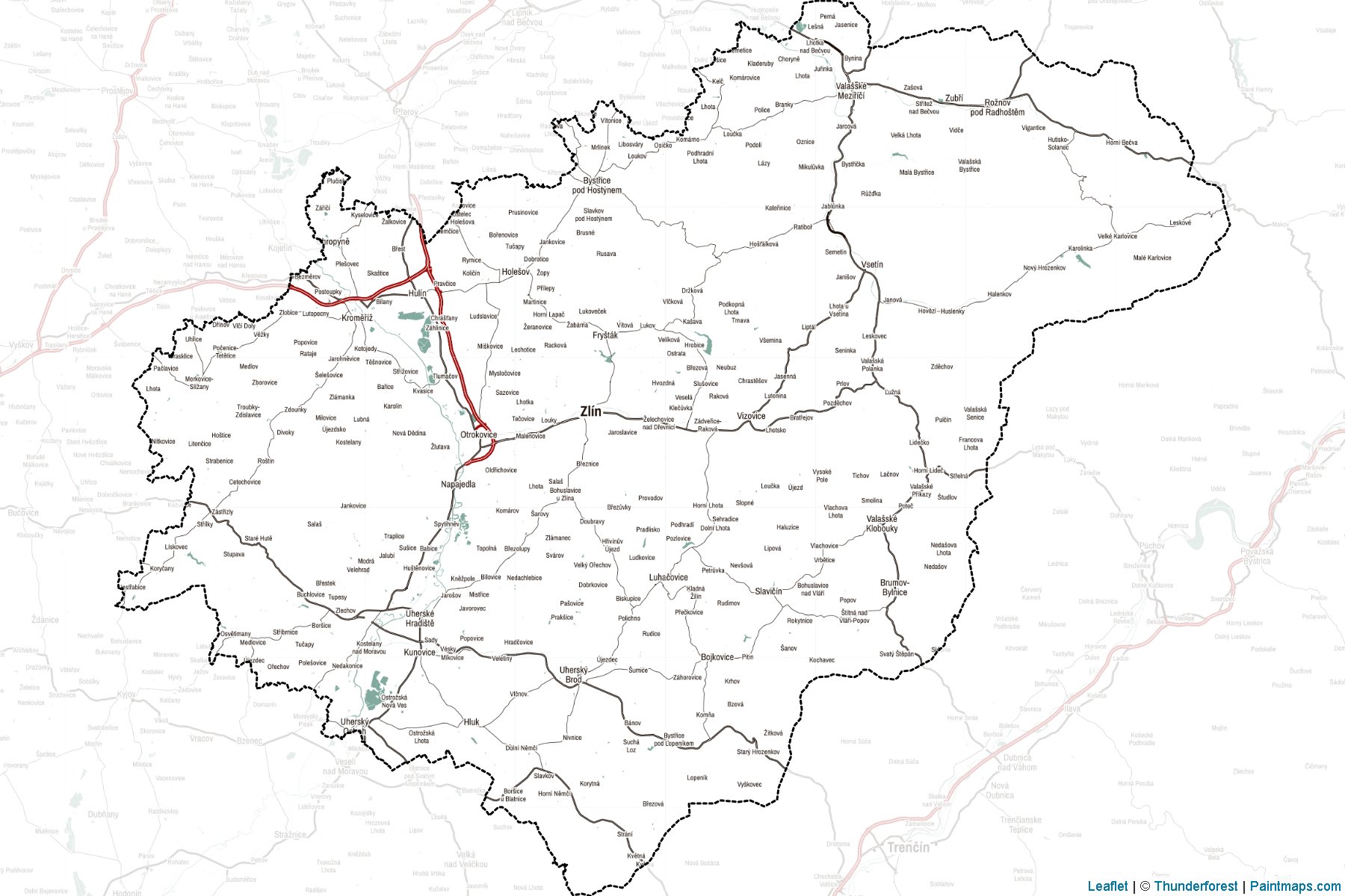 Muestras de recorte de mapas Zlínský (Chequia)-2