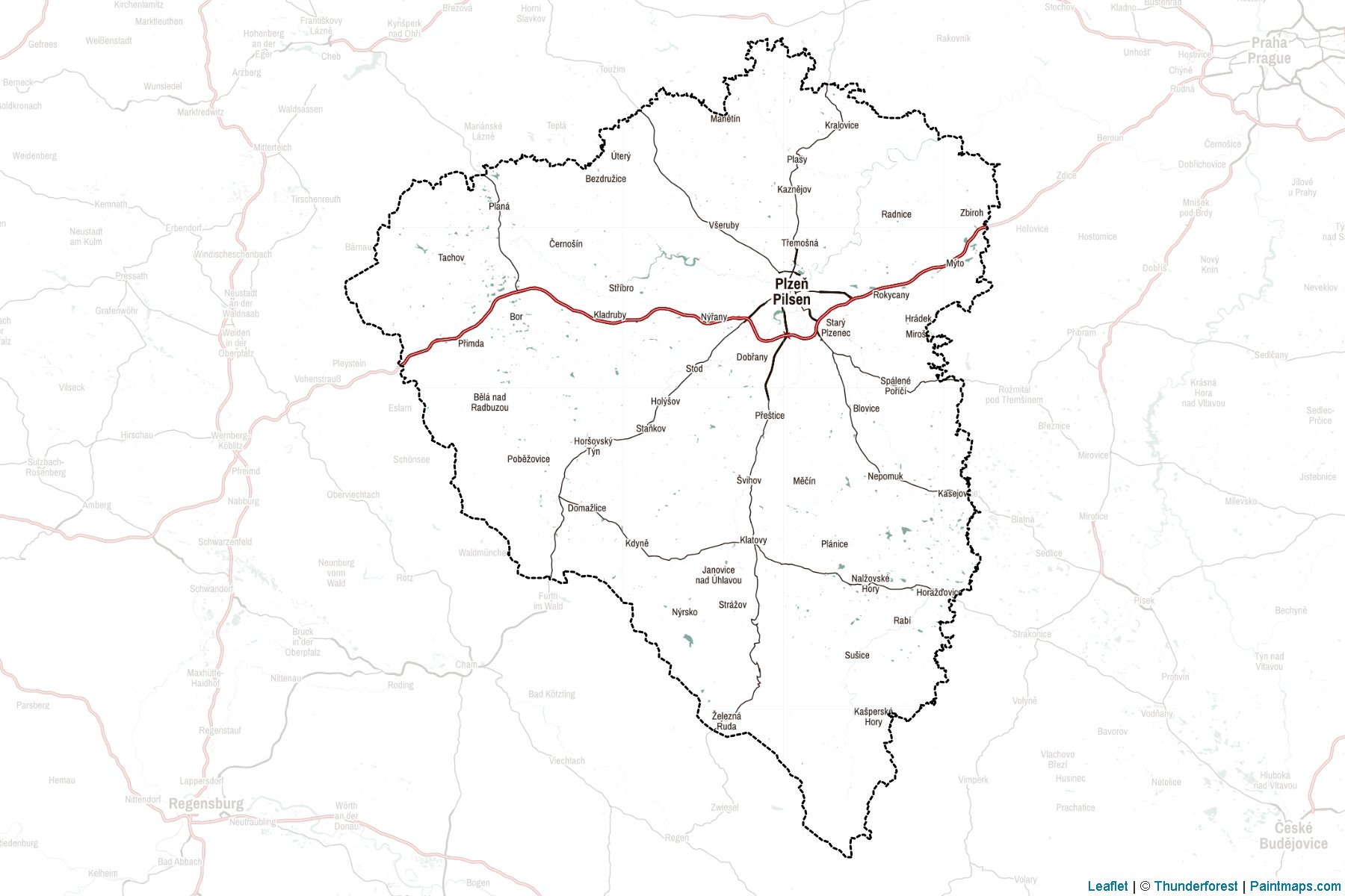 Muestras de recorte de mapas Plzeňský (Chequia)-2