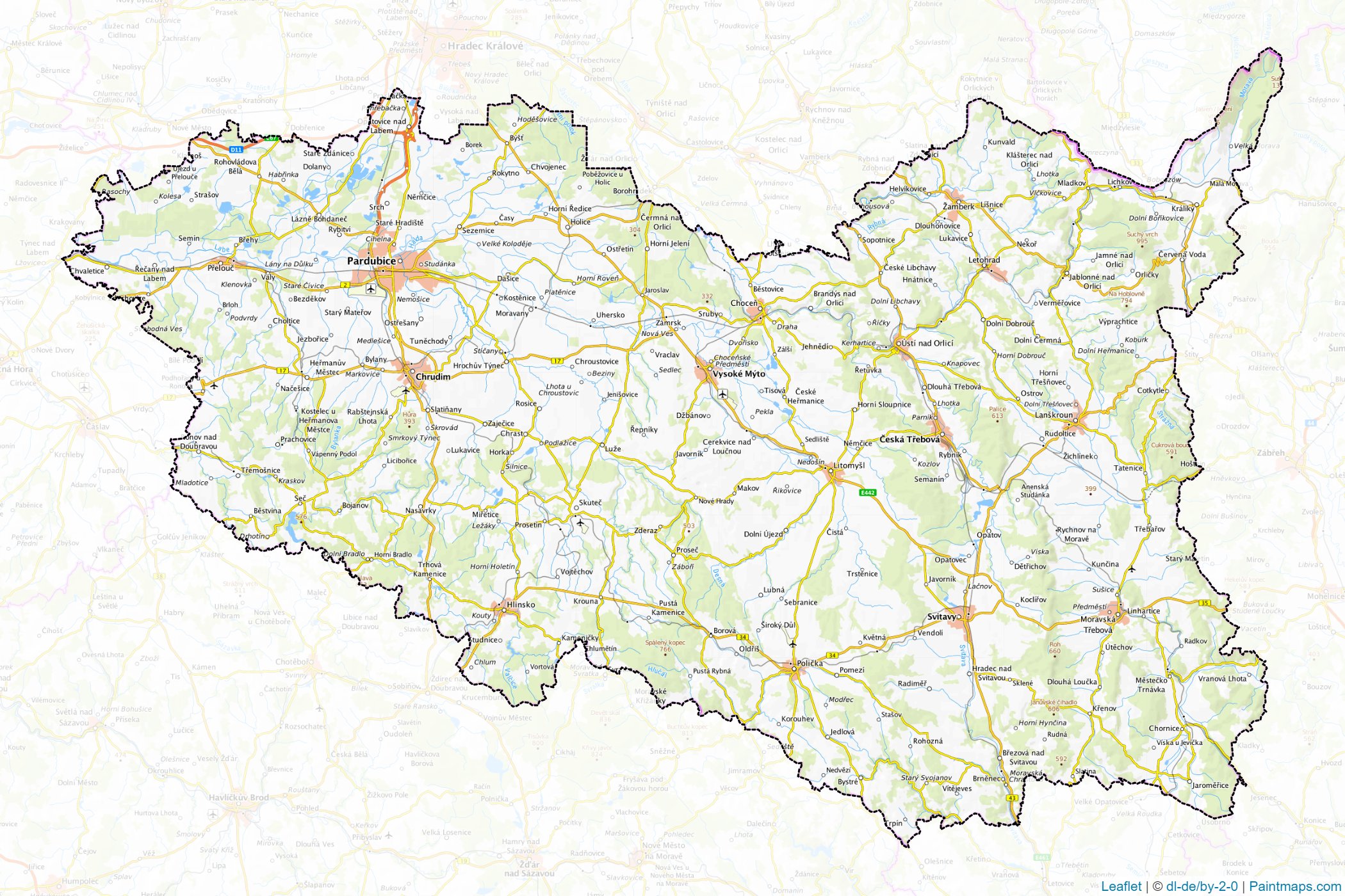 Pardubice Bölgesi (Çek Cumhuriyeti) Haritası Örnekleri-1