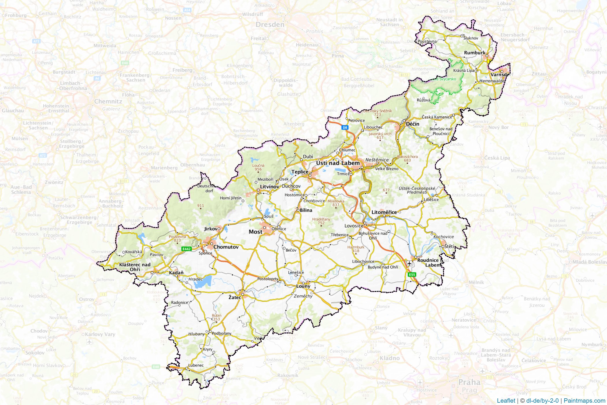 Muestras de recorte de mapas Ústecký (Chequia)-1