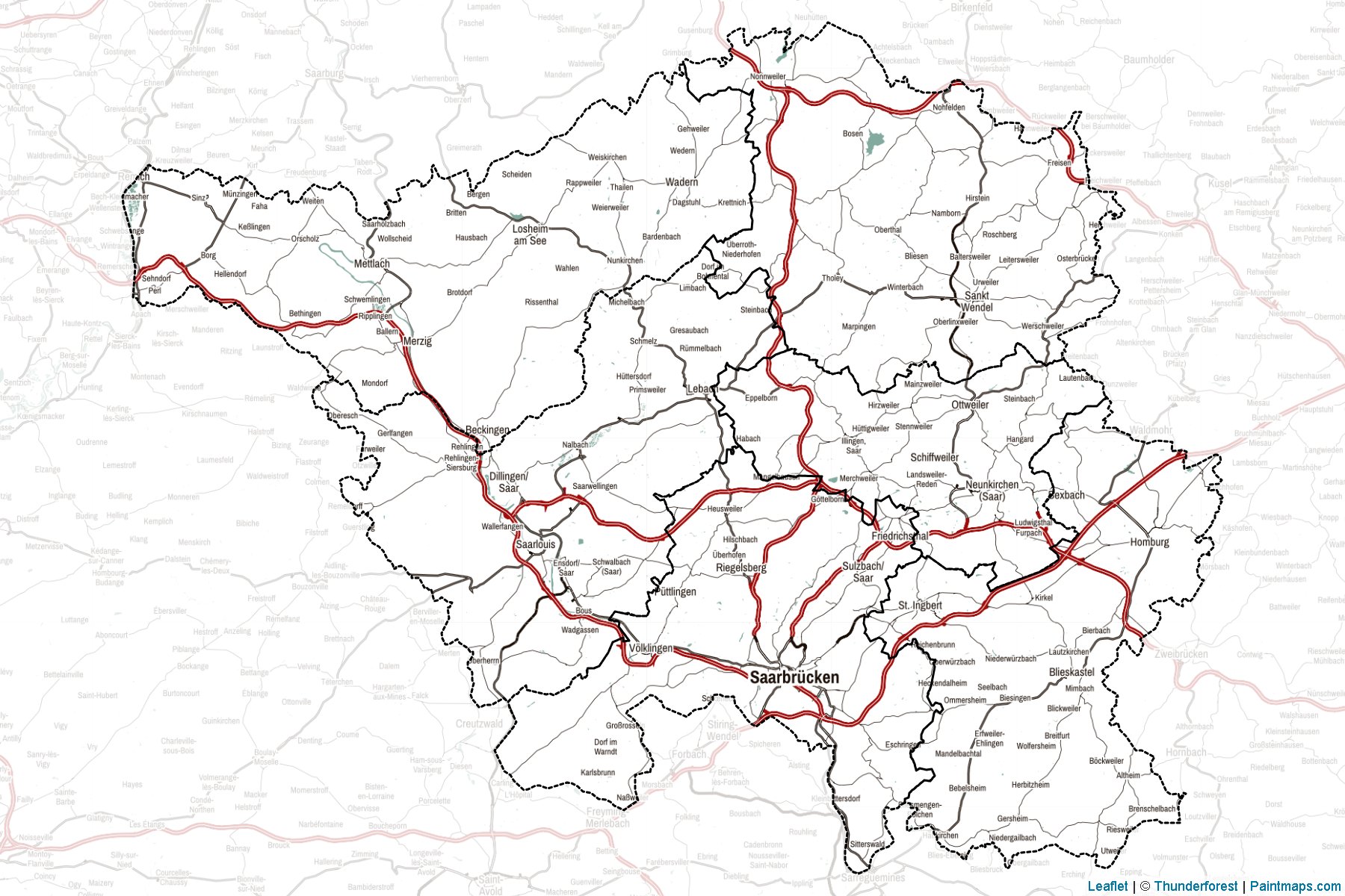 Saarland (Germany) Map Cropping Samples-2