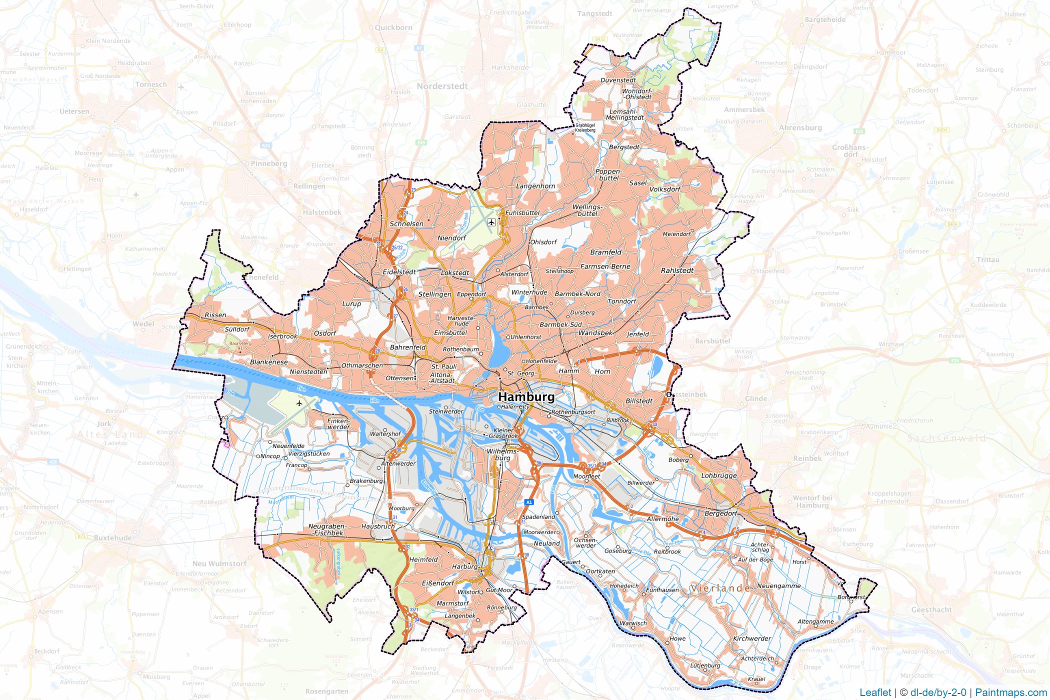 Muestras de recorte de mapas Hamburg (Alemania)-1