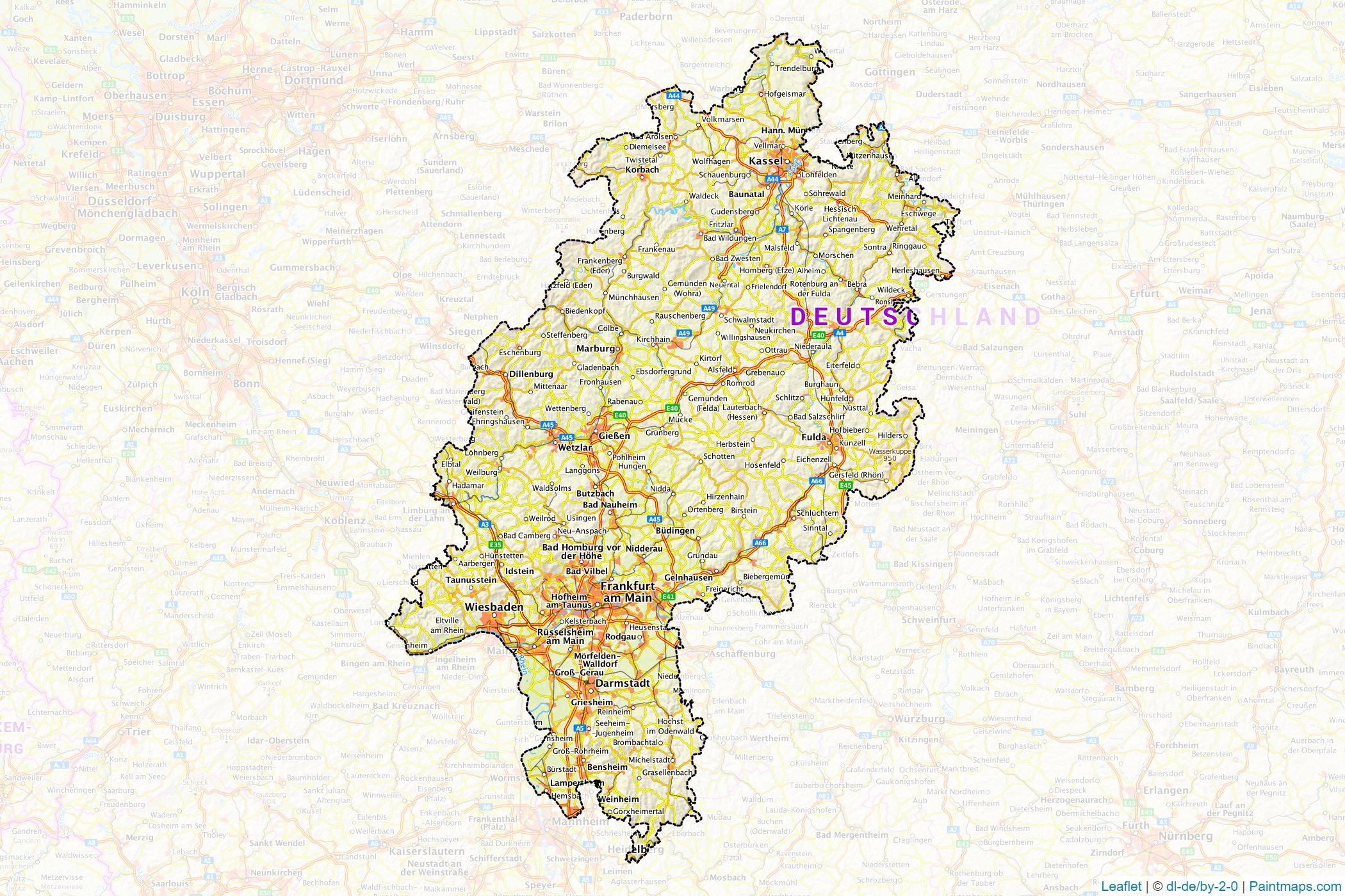 Muestras de recorte de mapas Hesse (Alemania)-1