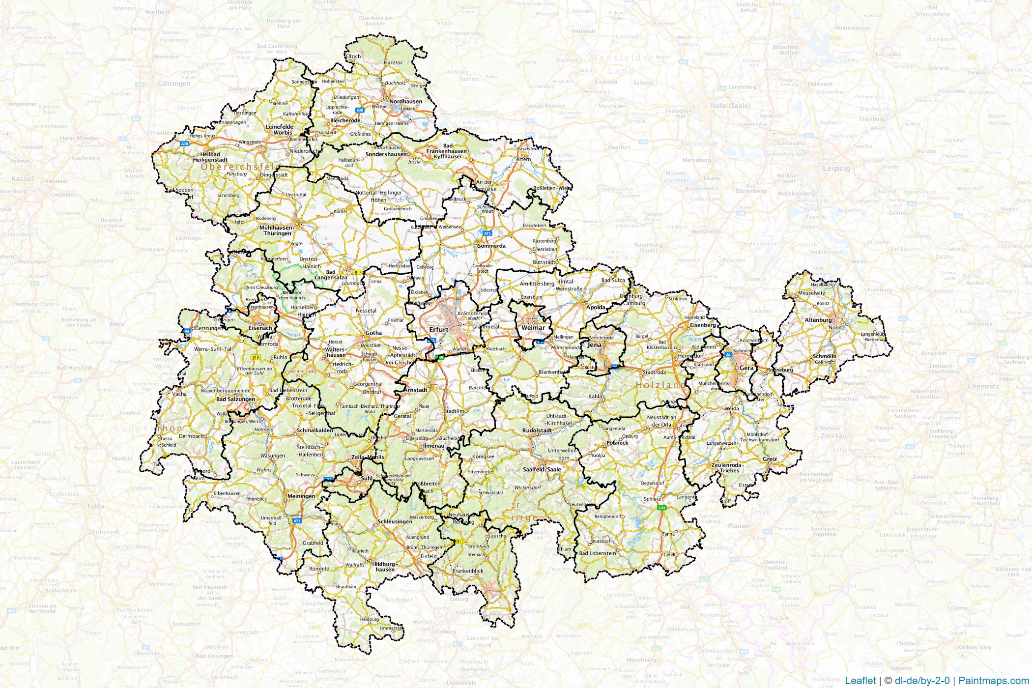 Thuringia (Germany) Map Cropping Samples-1