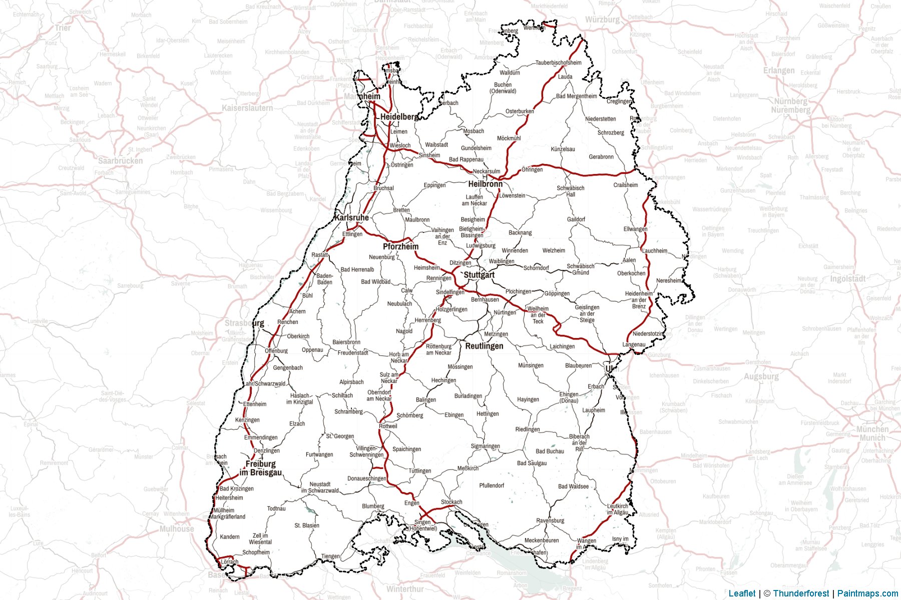 Baden-Württemberg (Almanya) Haritası Örnekleri-2