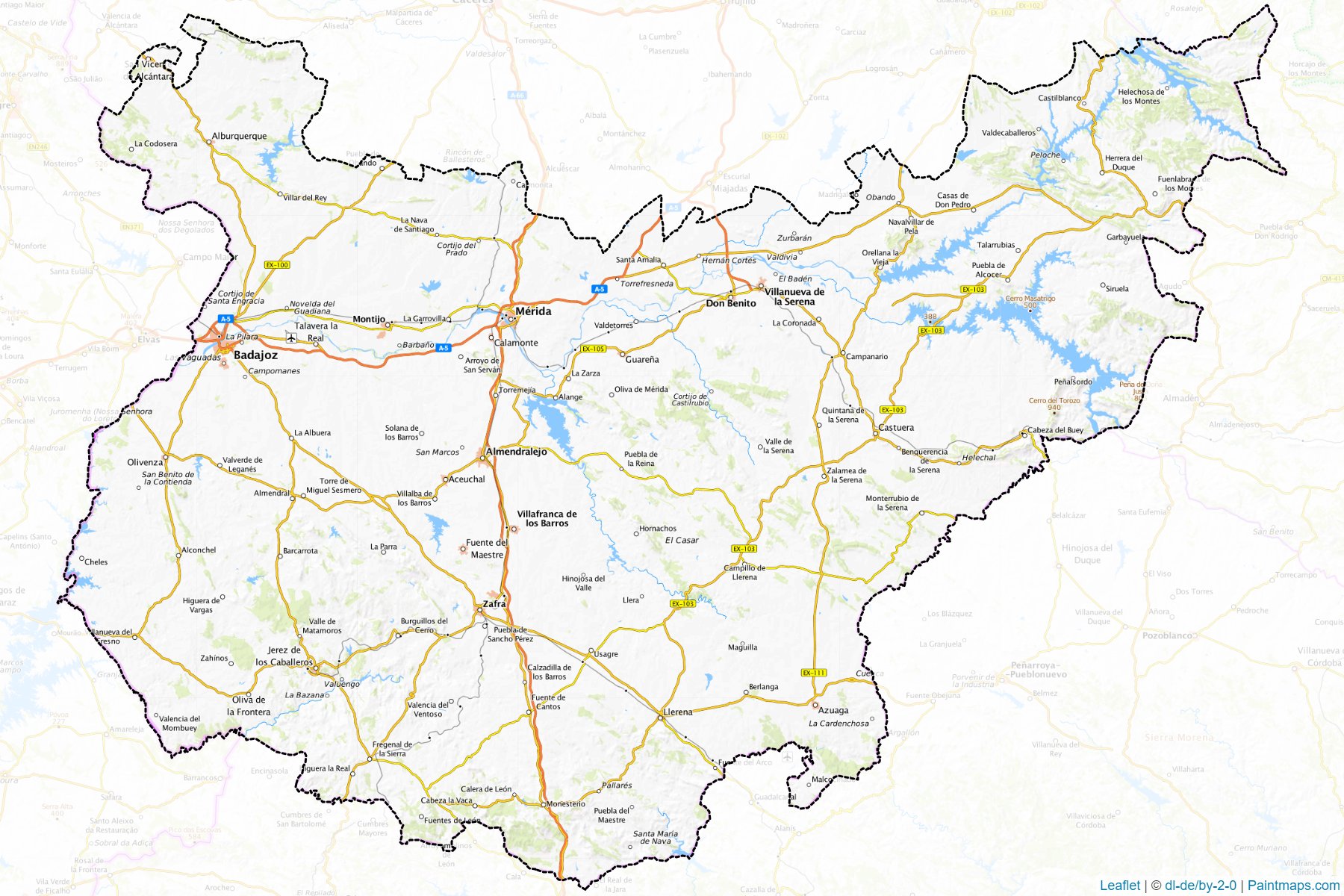 Muestras de recorte de mapas Badajoz (Extremadura)-1