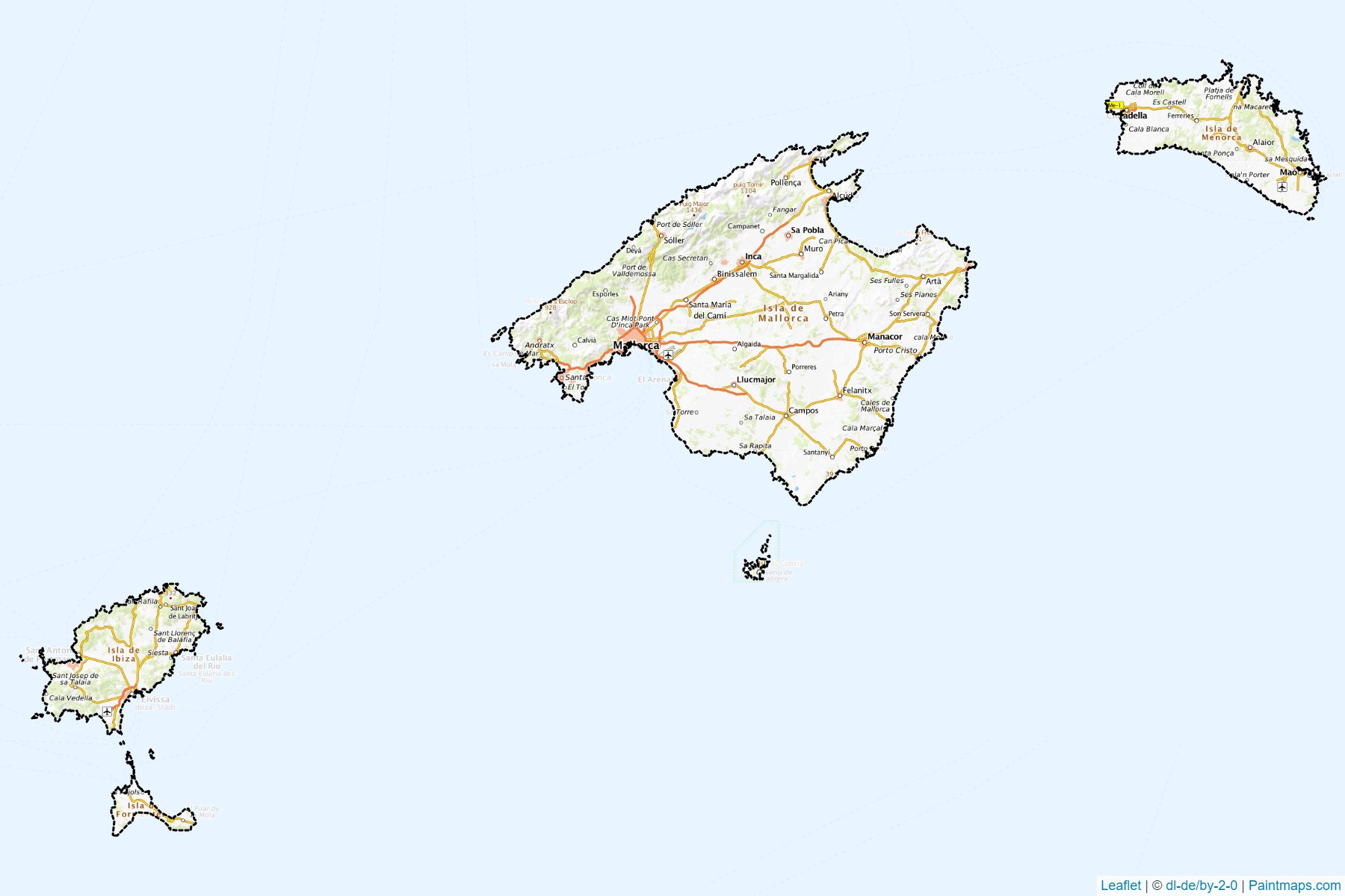 Muestras de recorte de mapas Balearic Islands (Balearic Islands)-1