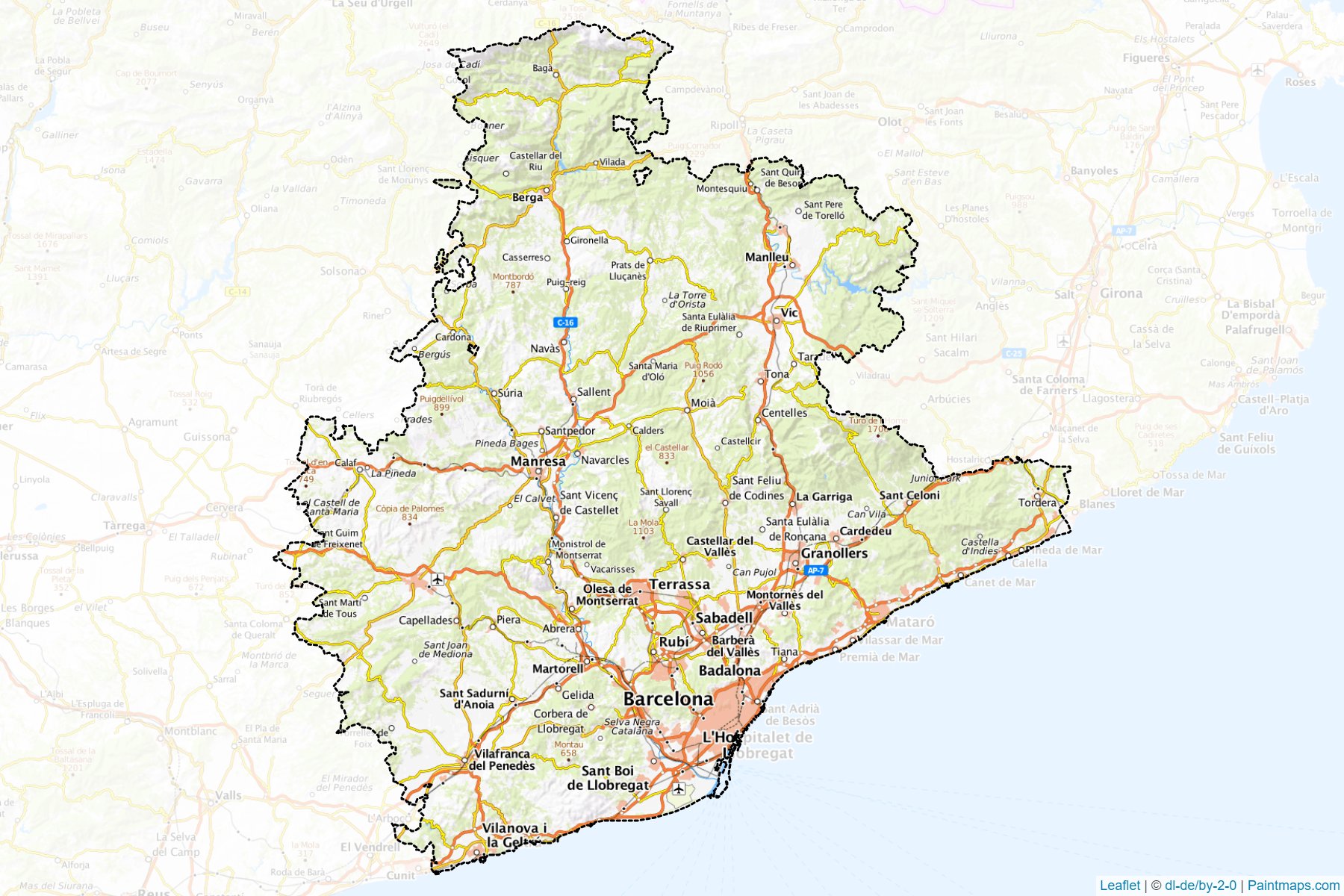 Barcelona (Catalonia) Map Cropping Samples-1