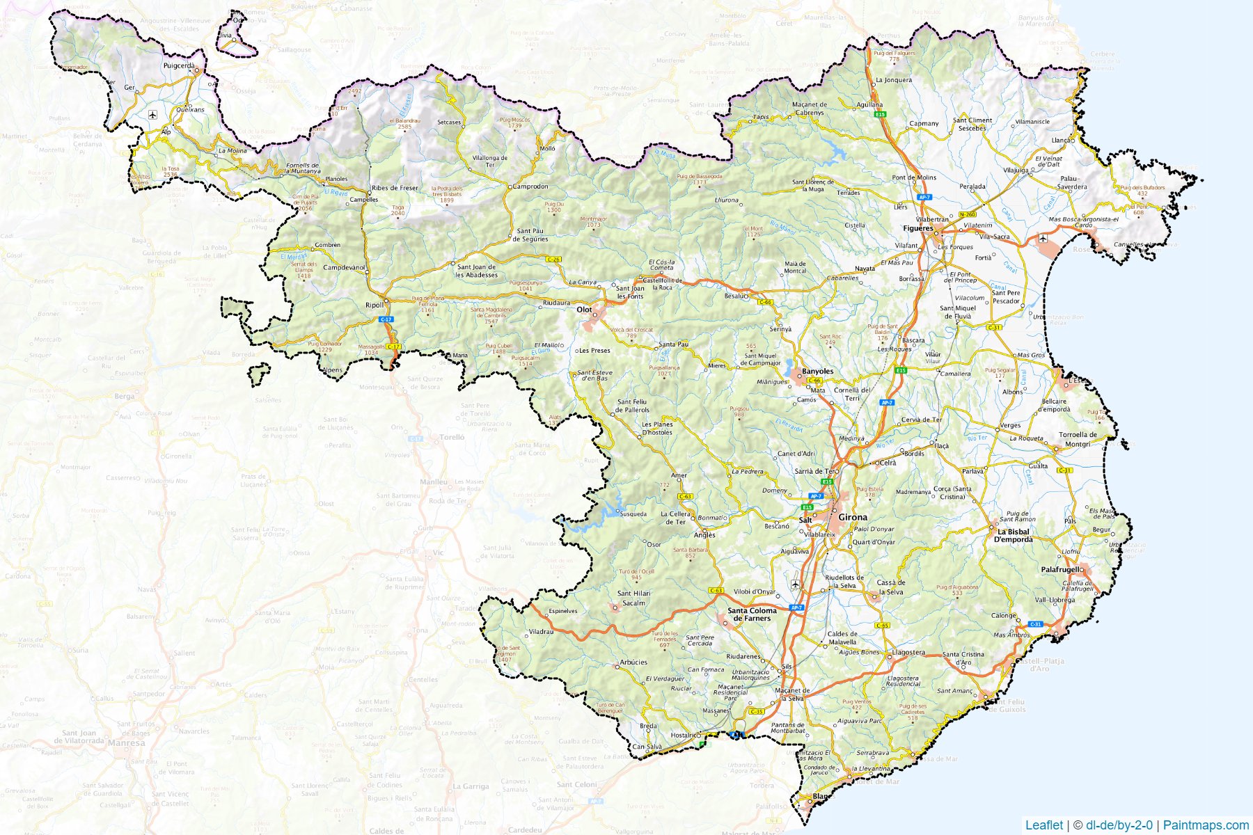 Muestras de recorte de mapas Girona (Catalonia)-1