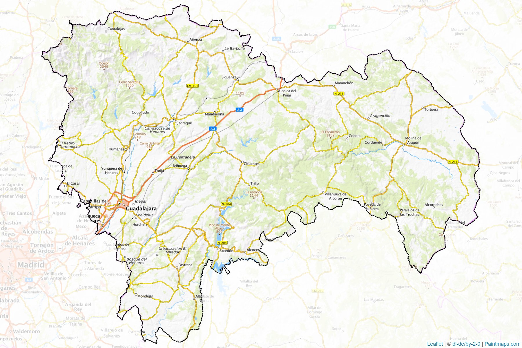 Muestras de recorte de mapas Guadalajara (Castile–La Mancha)-1