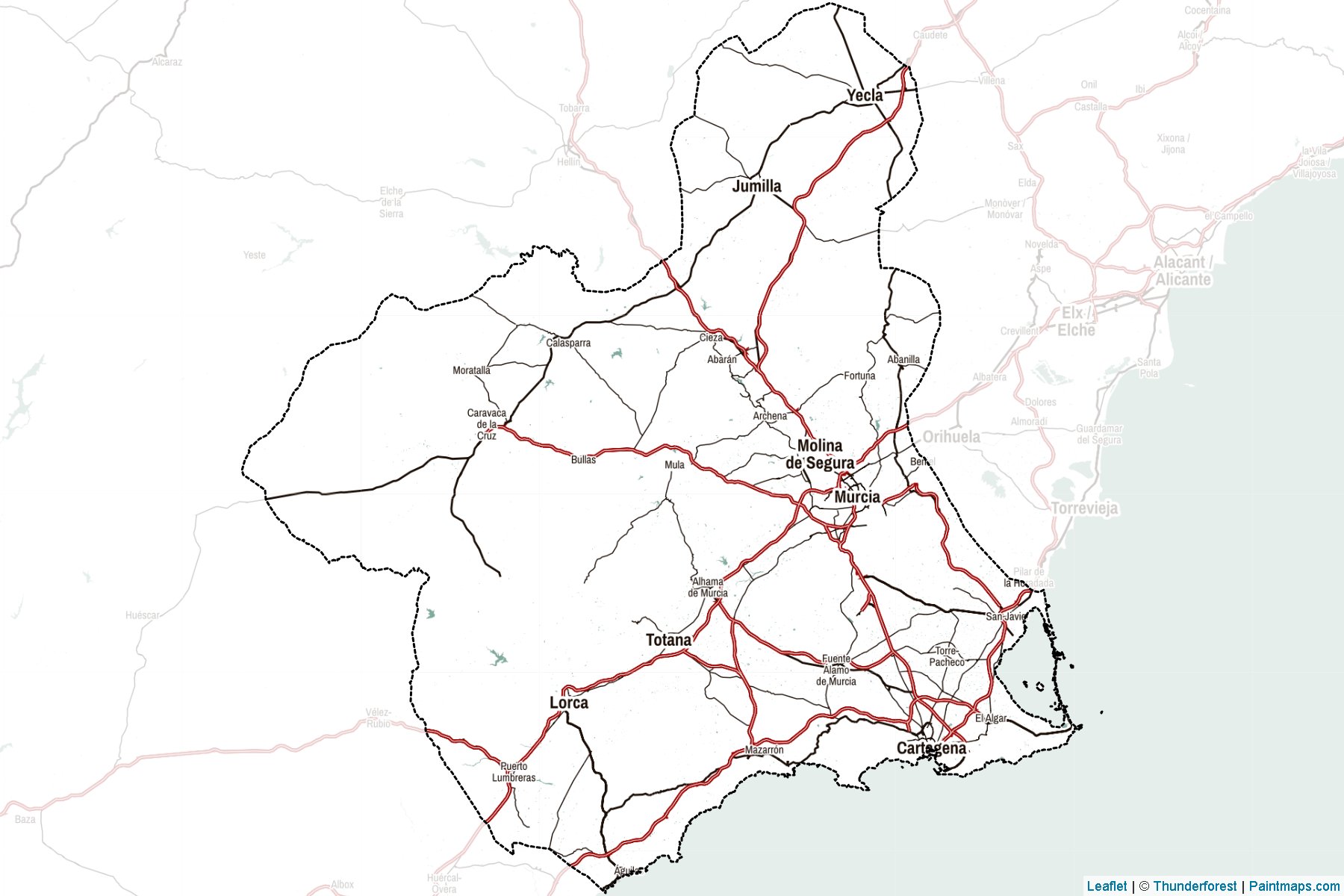 Muestras de recorte de mapas Murcia (Region of Murcia)-2