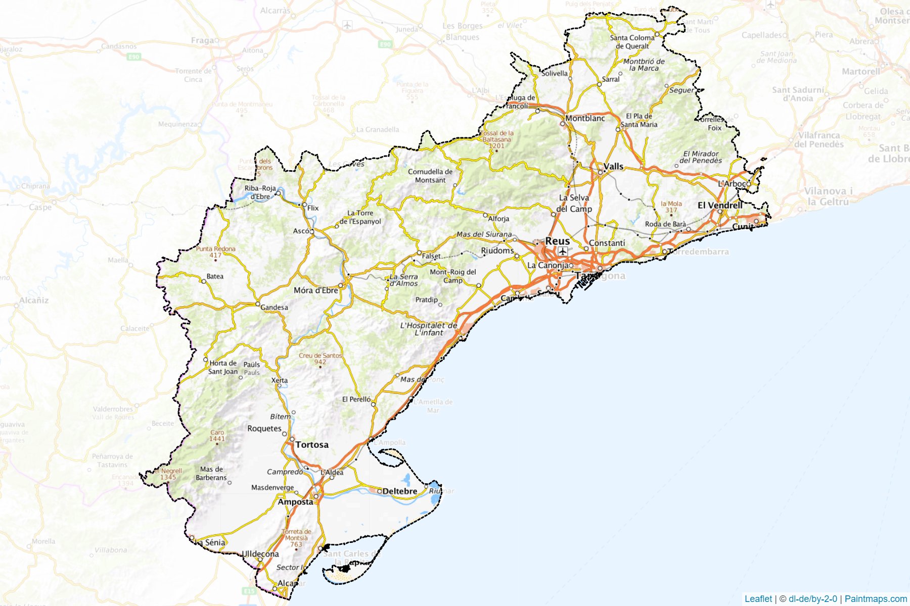 Muestras de recorte de mapas Tarragona (Catalonia)-1