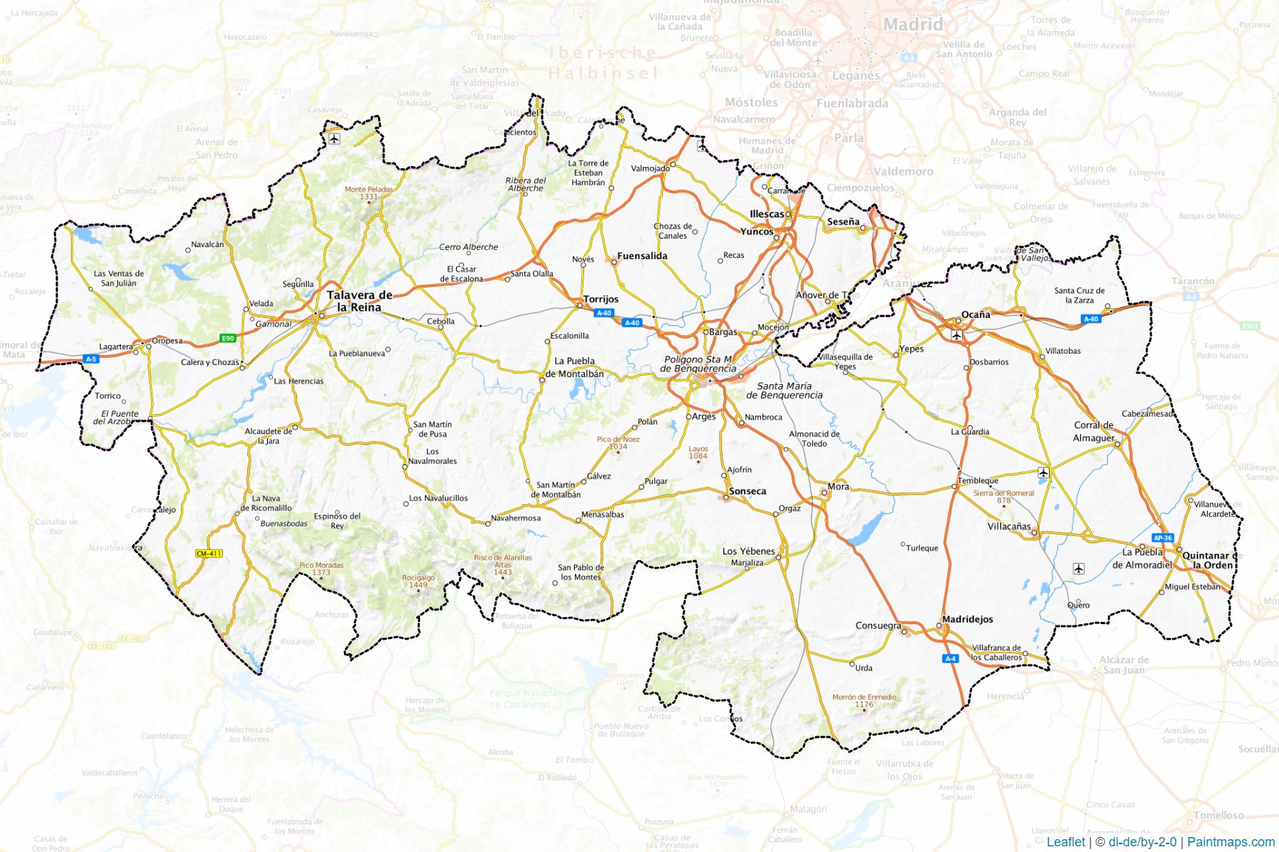 Muestras de recorte de mapas Toledo (Castile–La Mancha)-1