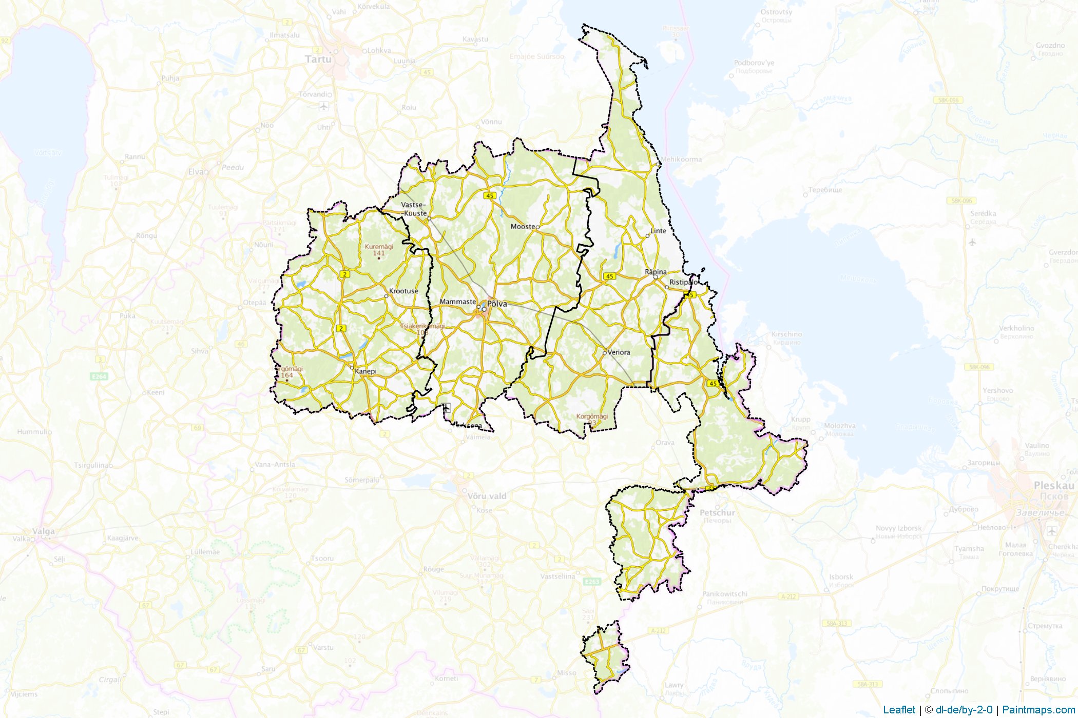 Muestras de recorte de mapas Põlva (Estonia)-1