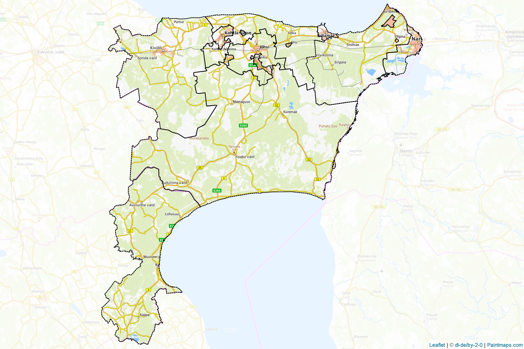 Muestras de recorte de mapas Ida-Viru (Estonia)-1