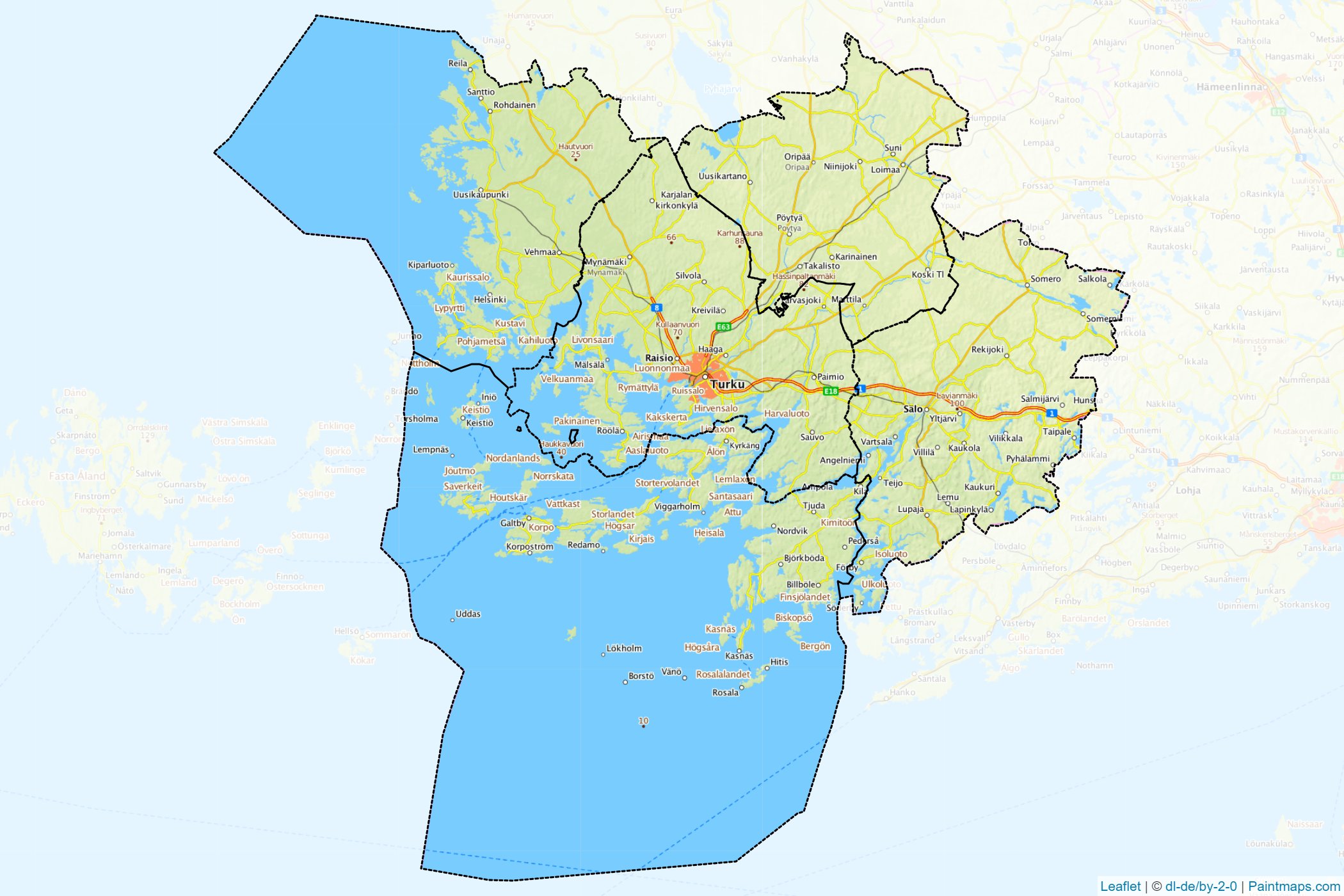 Güneybatı Finlandiya (Güneybatı Finlandiya) Haritası Örnekleri-1