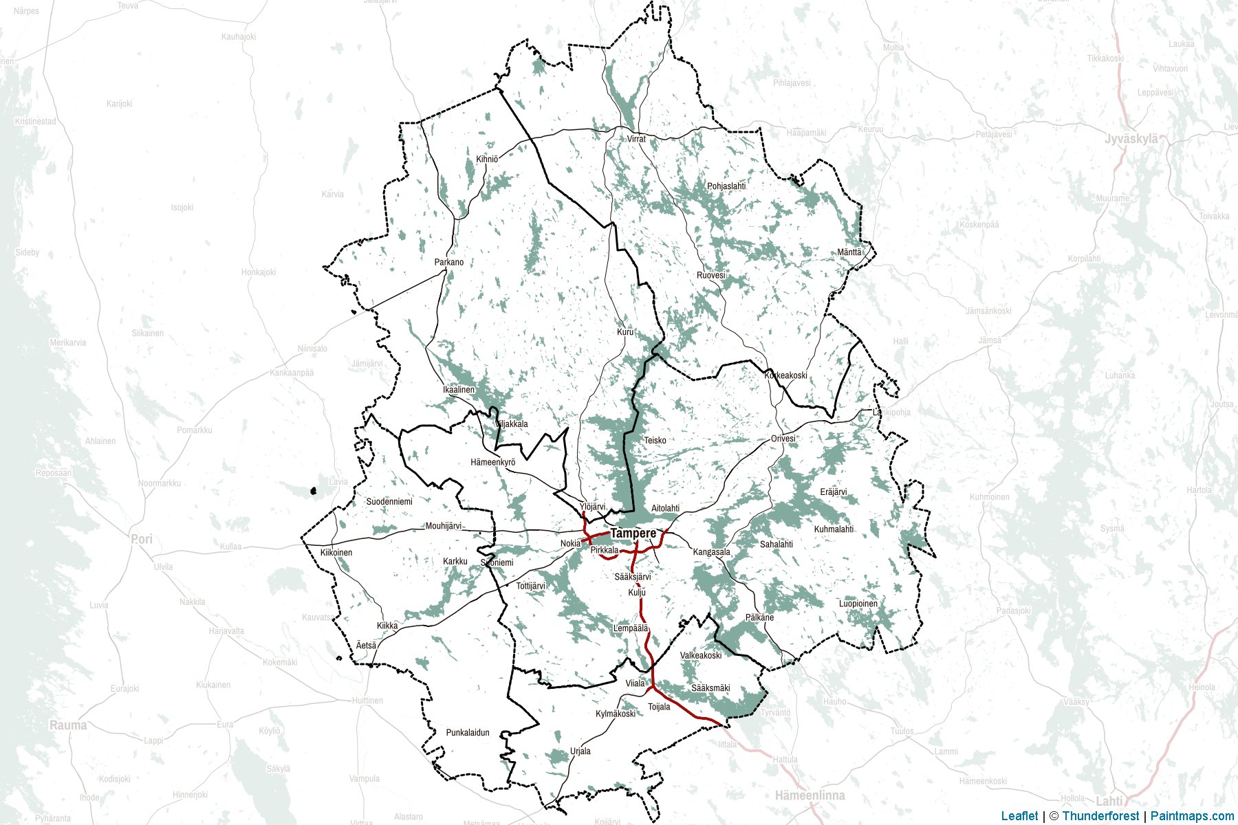 Muestras de recorte de mapas Pirkanmaa (West Finland)-2