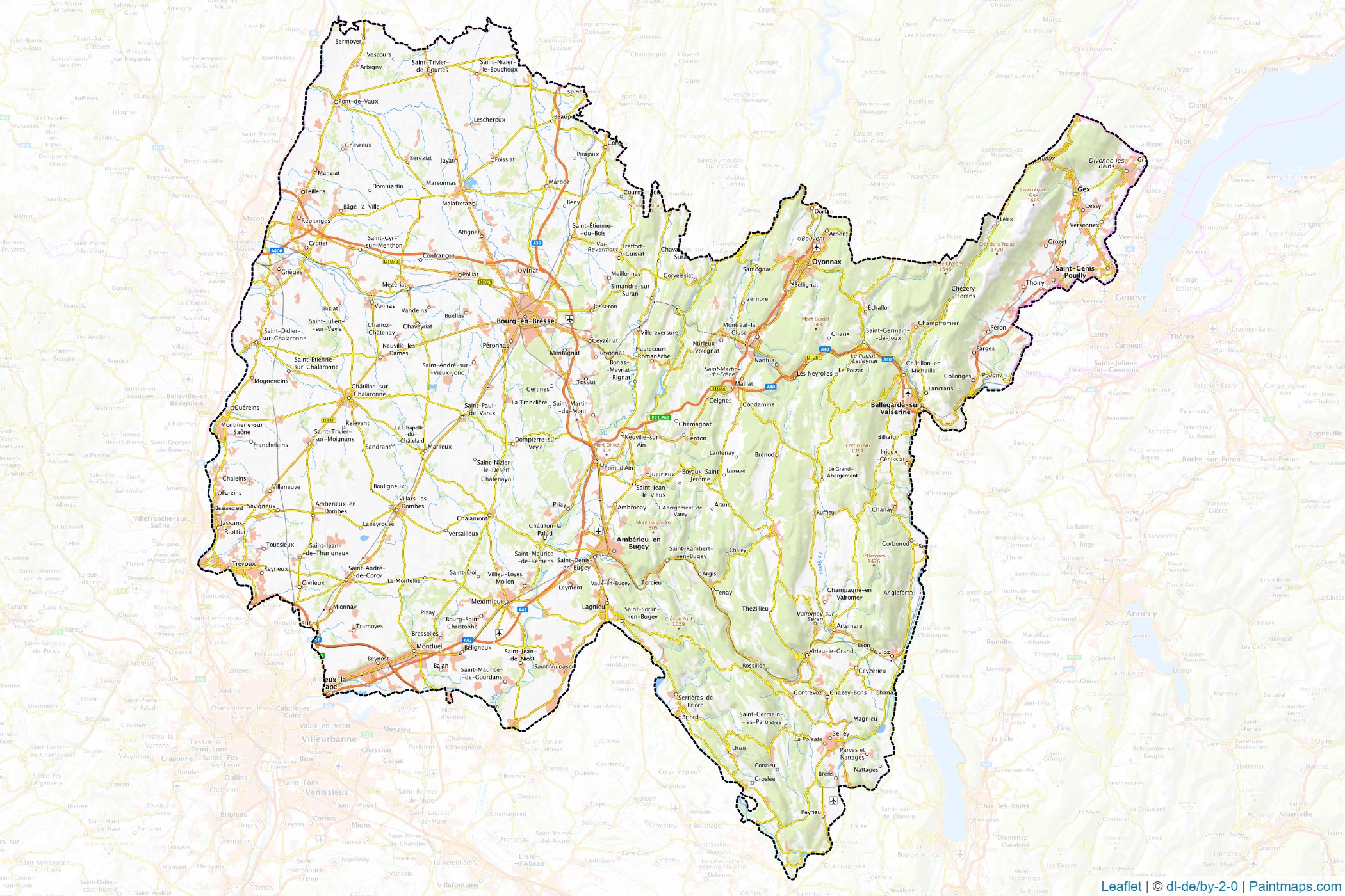 Ain (Auvergne-Rhône-Alpes) Haritası Örnekleri-1