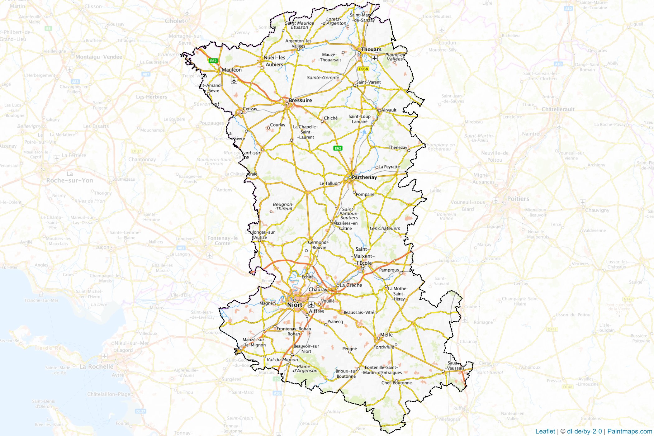 Muestras de recorte de mapas Deux-Sèvres (New Aquitaine)-1