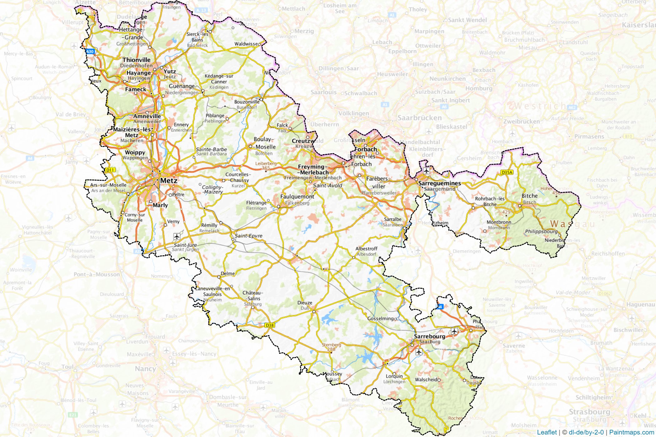 Muestras de recorte de mapas Moselle (Great East)-1