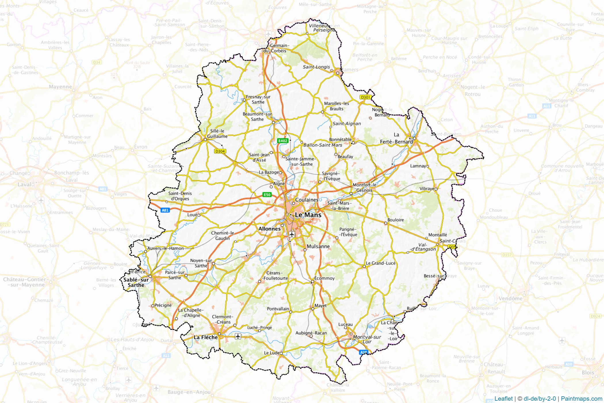 Sarthe (Pays de la Loire) Map Cropping Samples-1