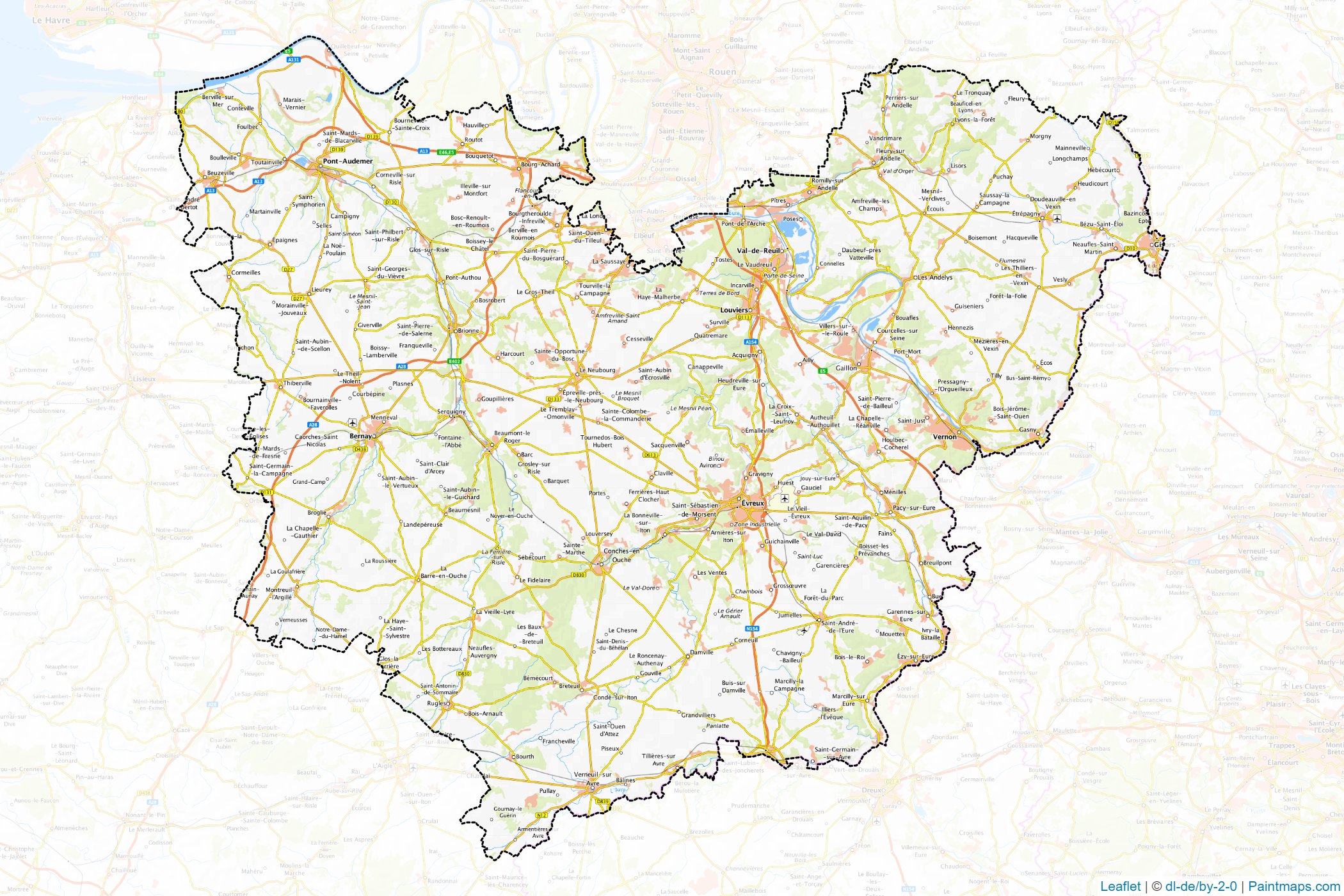 Muestras de recorte de mapas Eure (Normandy)-1