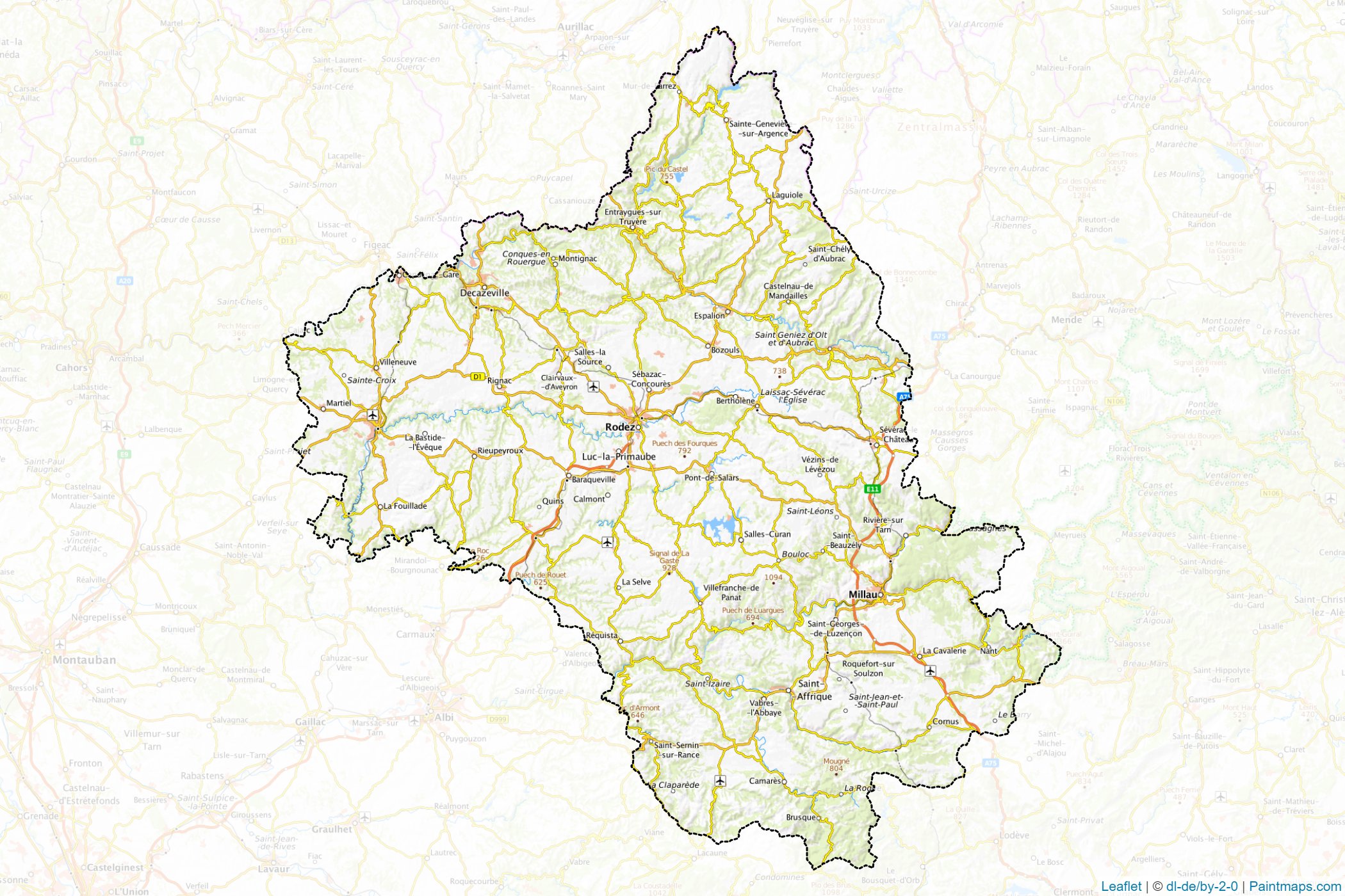 Aveyron (Occitania) Map Cropping Samples-1