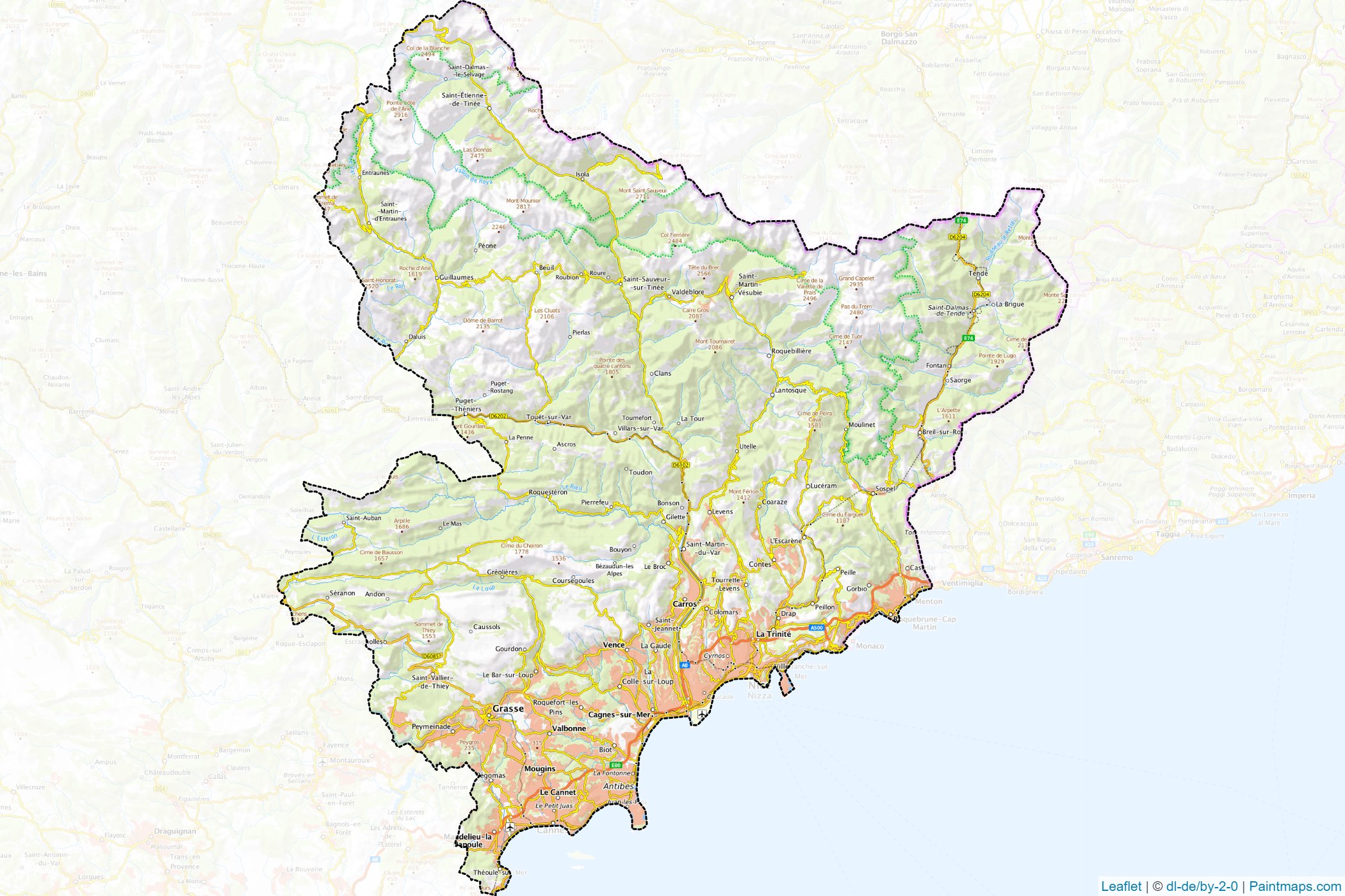 Alpes-Maritimes (Provence-Alpes-Cote d'Azur) Map Cropping Samples-1