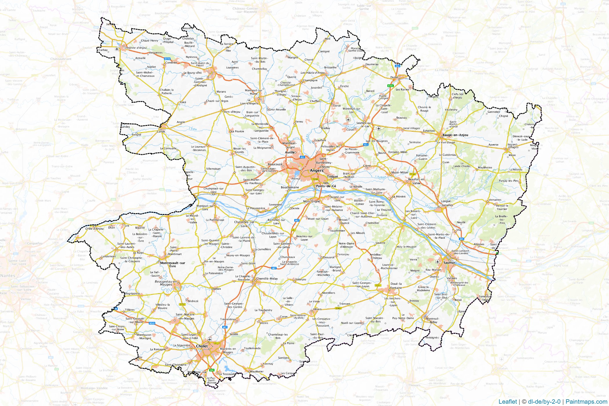 Muestras de recorte de mapas Maine-et-Loire (Pays de la Loire)-1