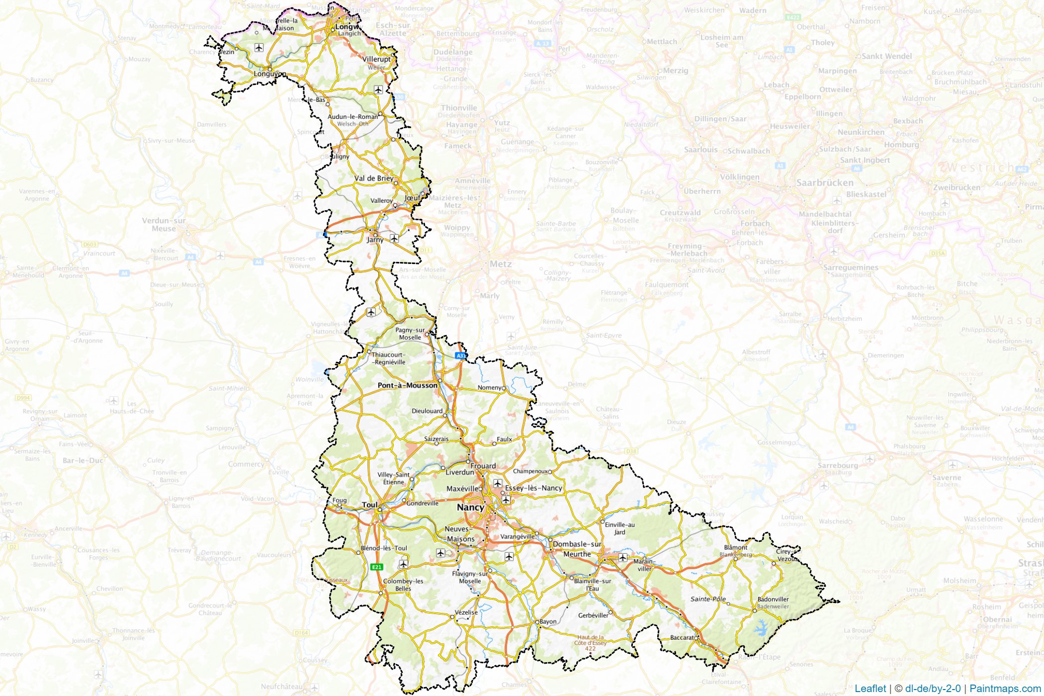 Muestras de recorte de mapas Meurthe-et-Moselle (Great East)-1