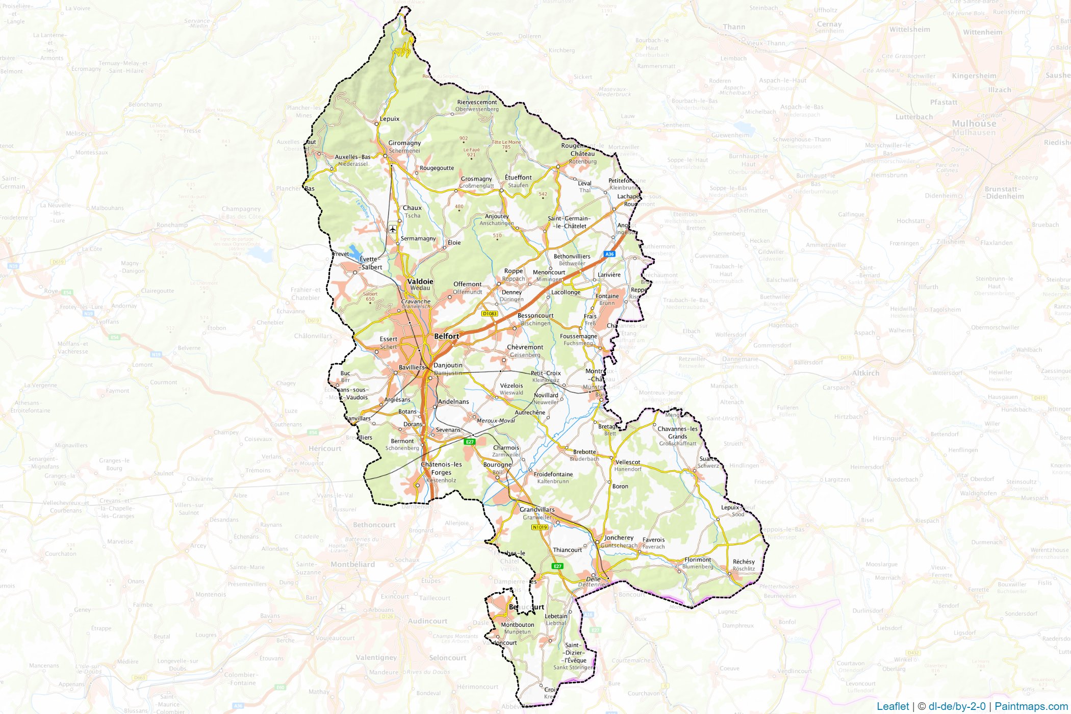 Territoire de Belfort (Bourgogne-Franche-Comté) Haritası Örnekleri-1