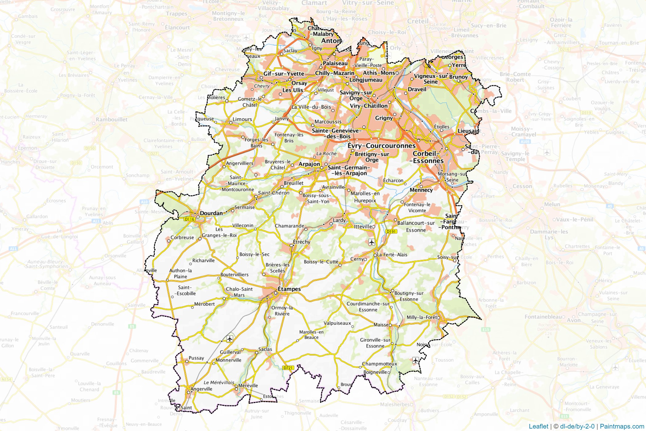 Muestras de recorte de mapas Essonne (Ile-of-France)-1