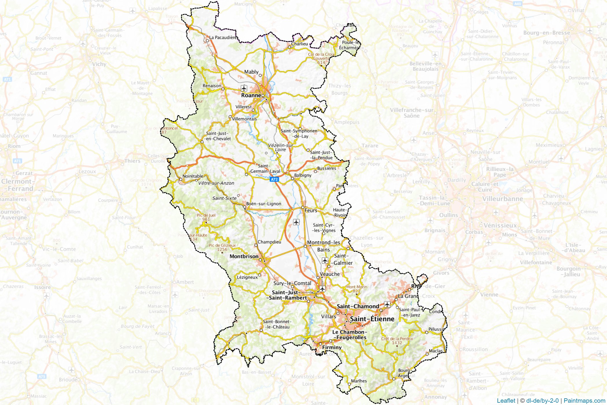 Muestras de recorte de mapas Loire (Auvergne-Rhone-Alpes)-1