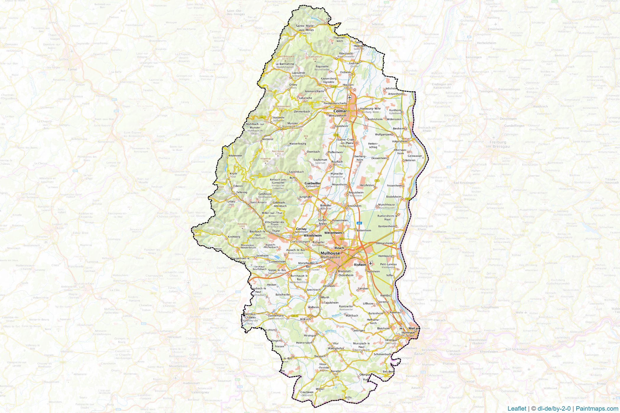 Muestras de recorte de mapas Haut-Rhin (Great East)-1