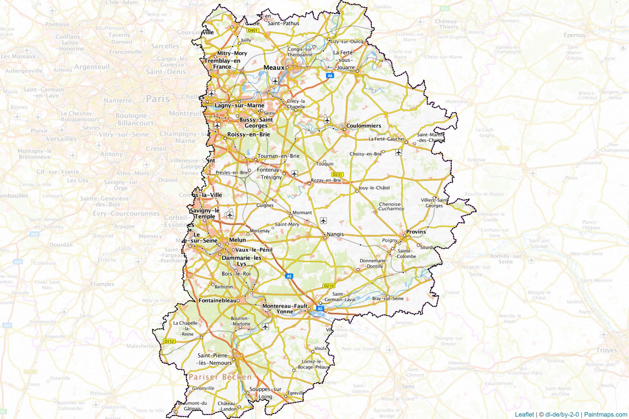 Muestras de recorte de mapas Seine-et-Marne (Ile-of-France)-1