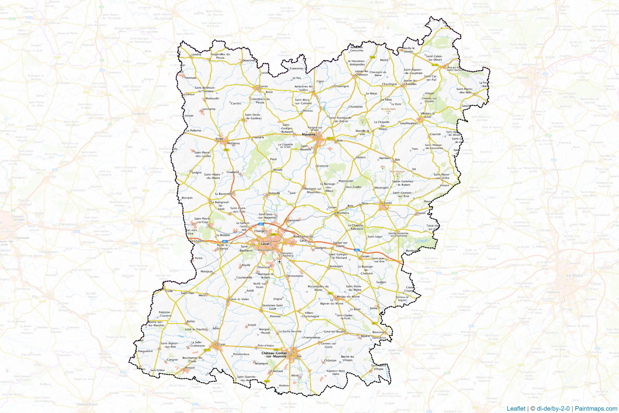 Mayenne (Pays de la Loire) Map Cropping Samples-1